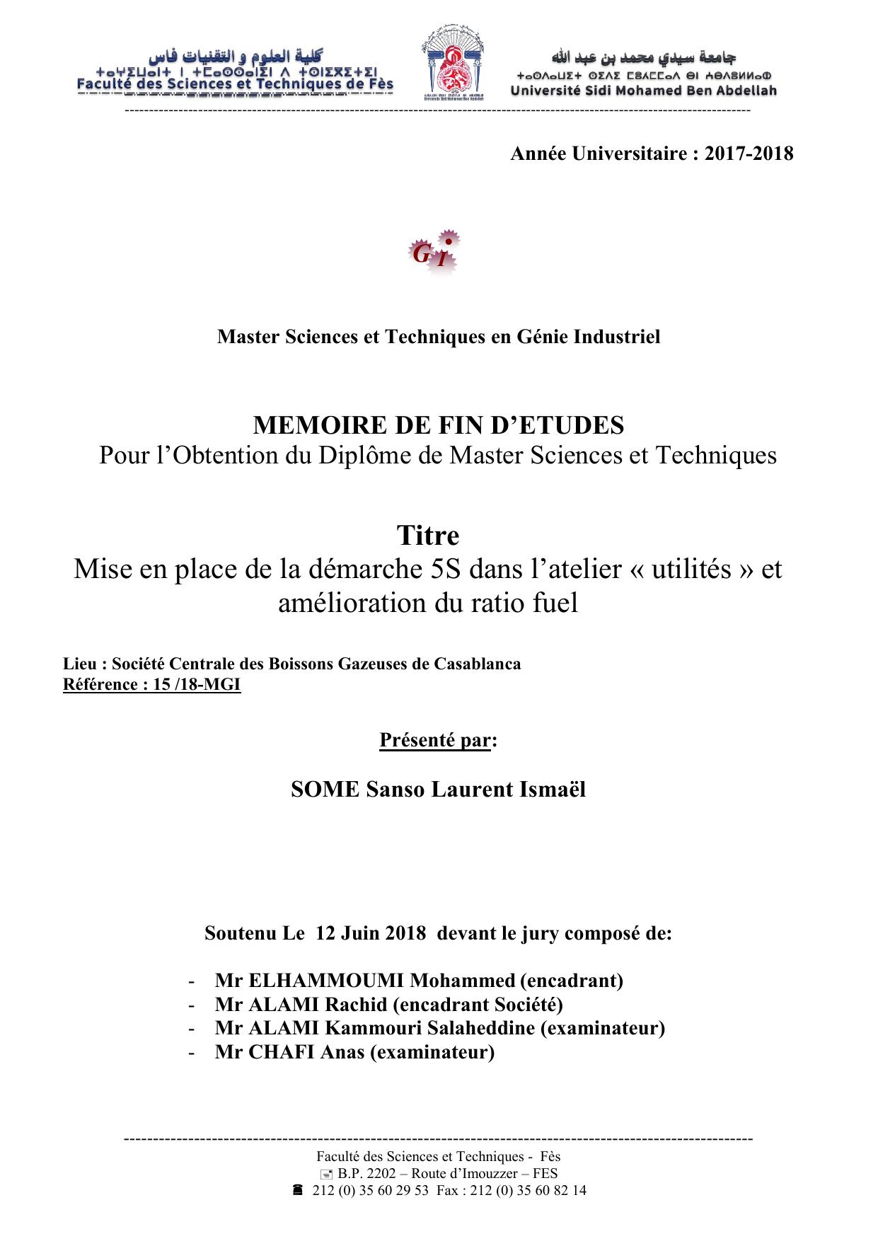 Mise en place de la démarche 5S dans l’atelier « utilités » et amélioration du ratio fuel