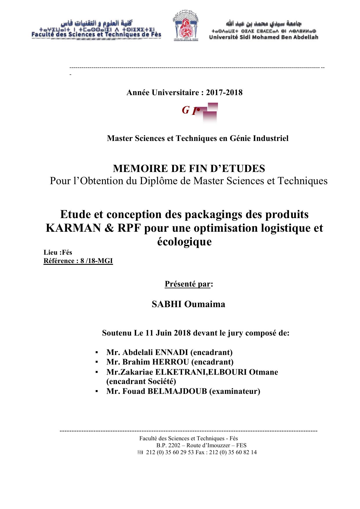 Etude et conception des packagings des produits KARMAN & RPF pour une optimisation logistique et écologique