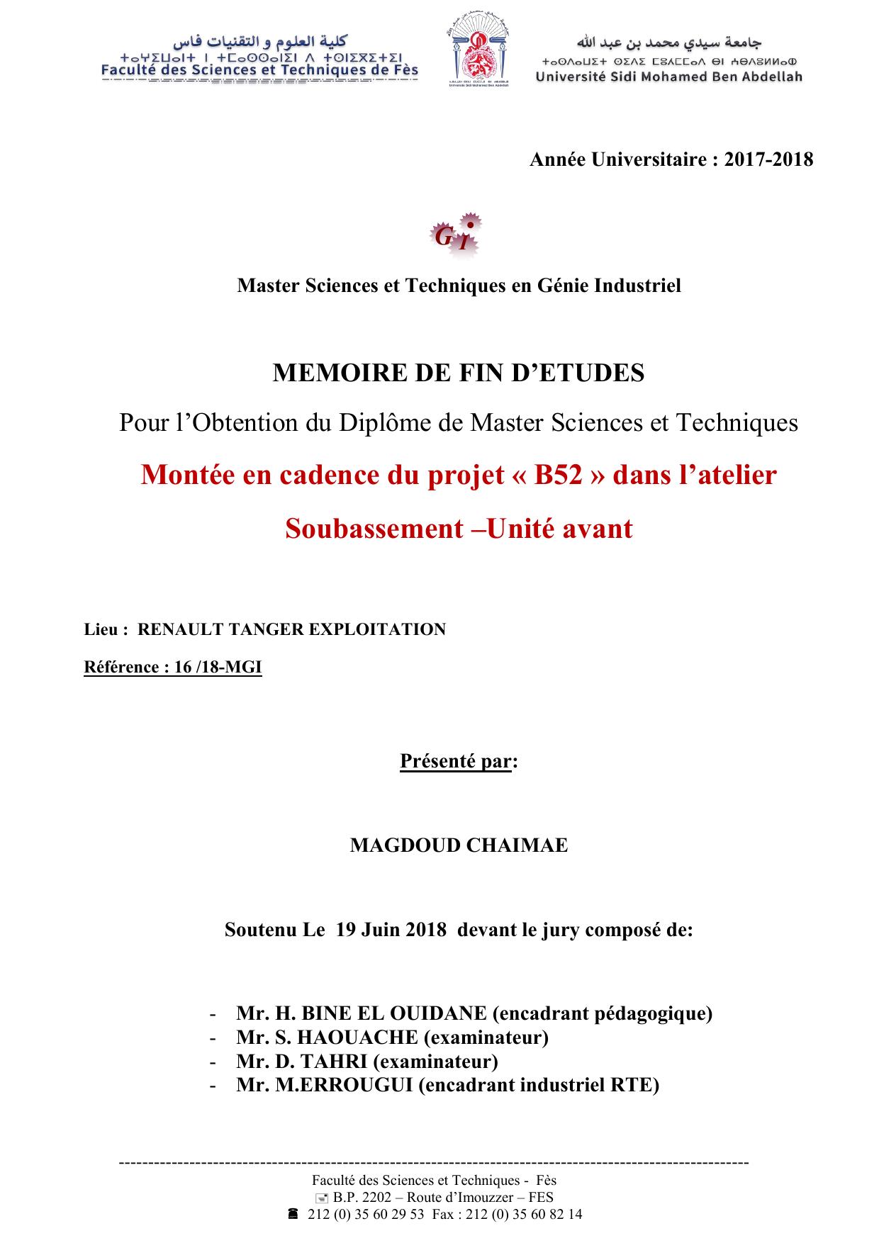 Montée en cadence du projet « B52 » dans l’atelier Soubassement –Unité avant