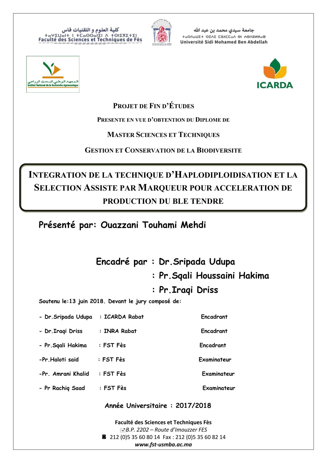 Intégration de la technique d'haplodiploidisation et la sélection assiste