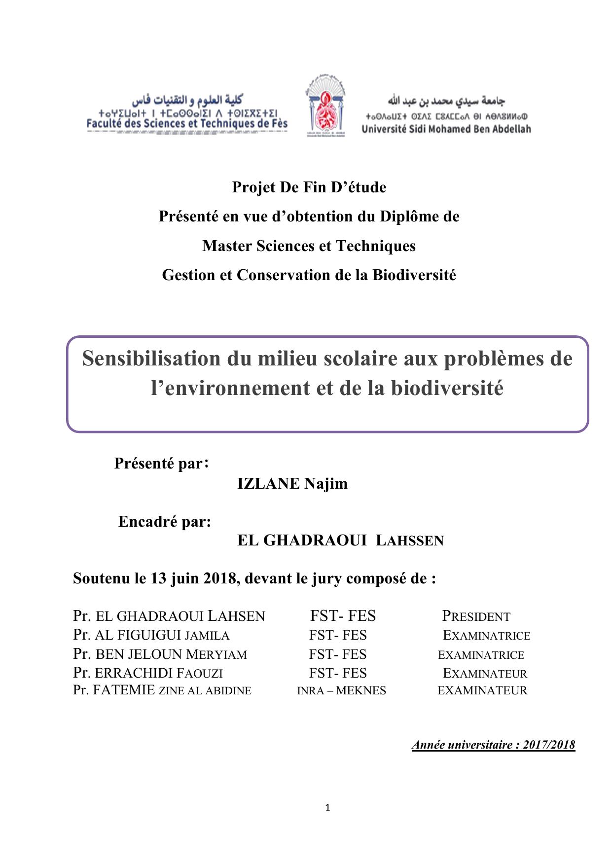 Sensibilisation du milieu scolaire aux problèmes de l’environnement et de la biodiversité