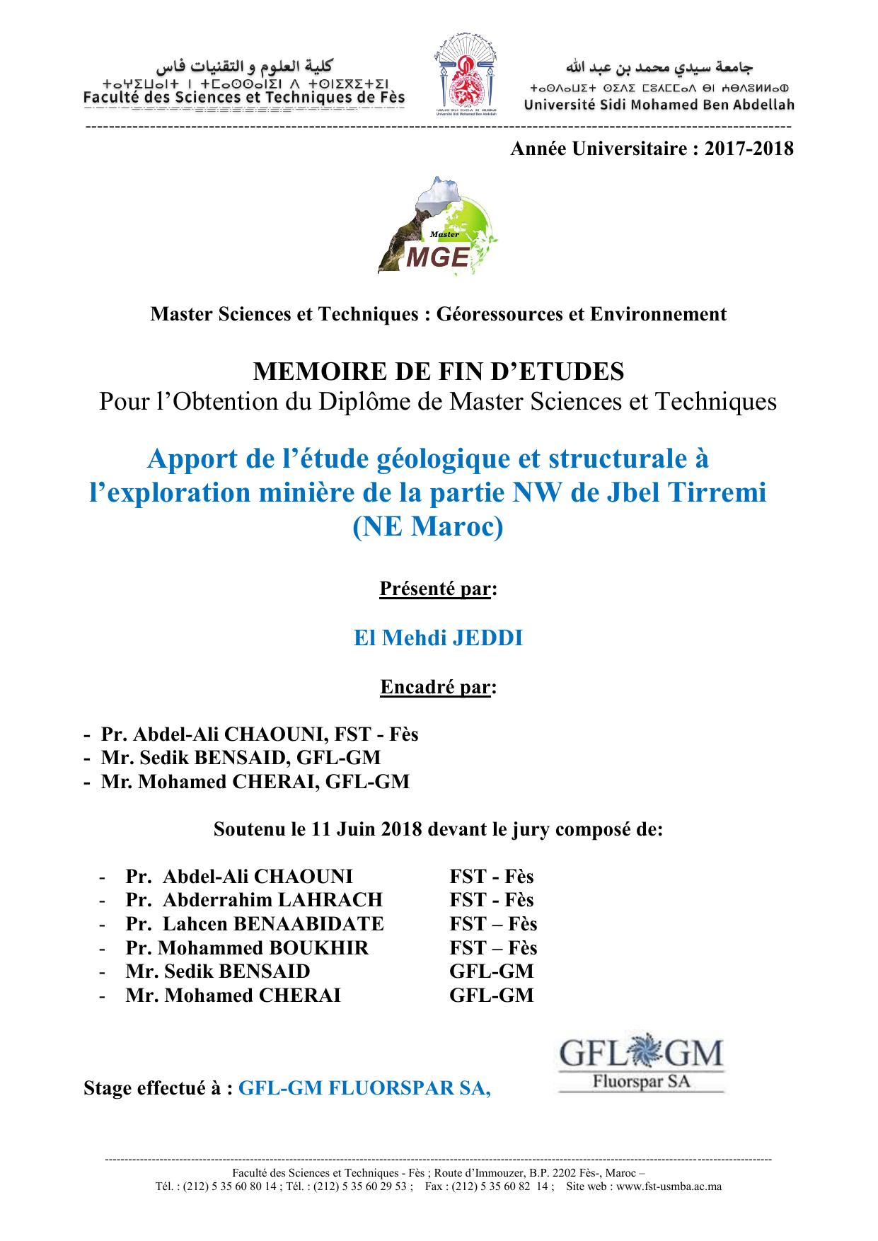 Apport de l’étude géologique et structurale à l’exploration minière de la partie NW de Jbel Tirremi (NE Maroc)