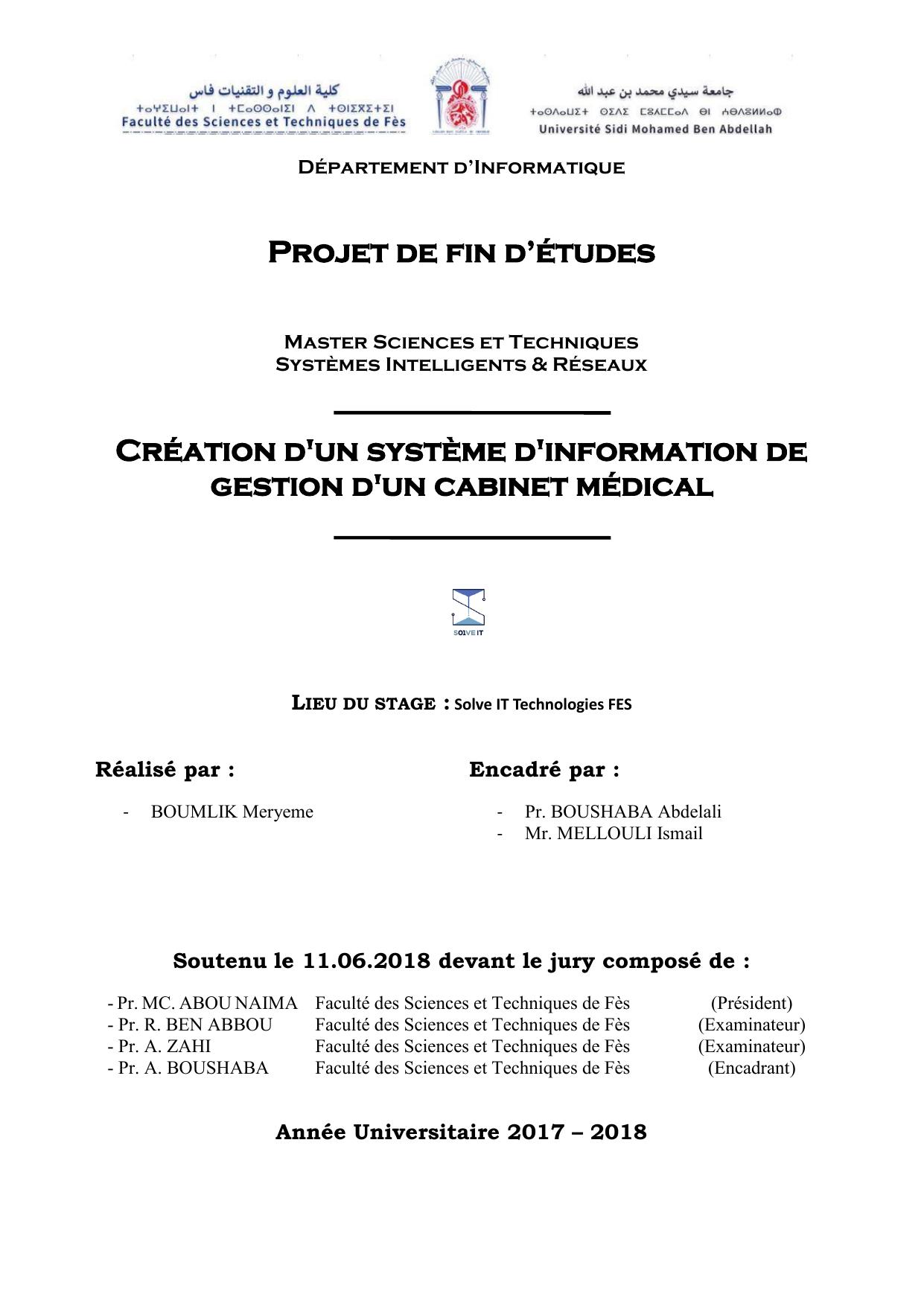 Création d'un système d'information de gestion d'un cabinet médical