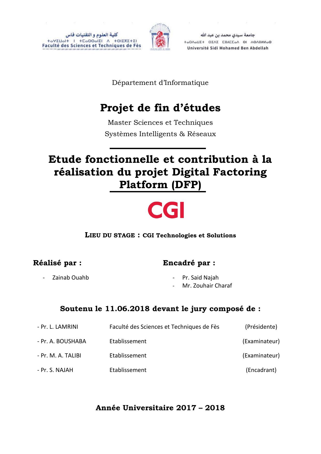 Etude fonctionnelle et contribution à la réalisation du projet Digital Factoring Platform (DFP)
