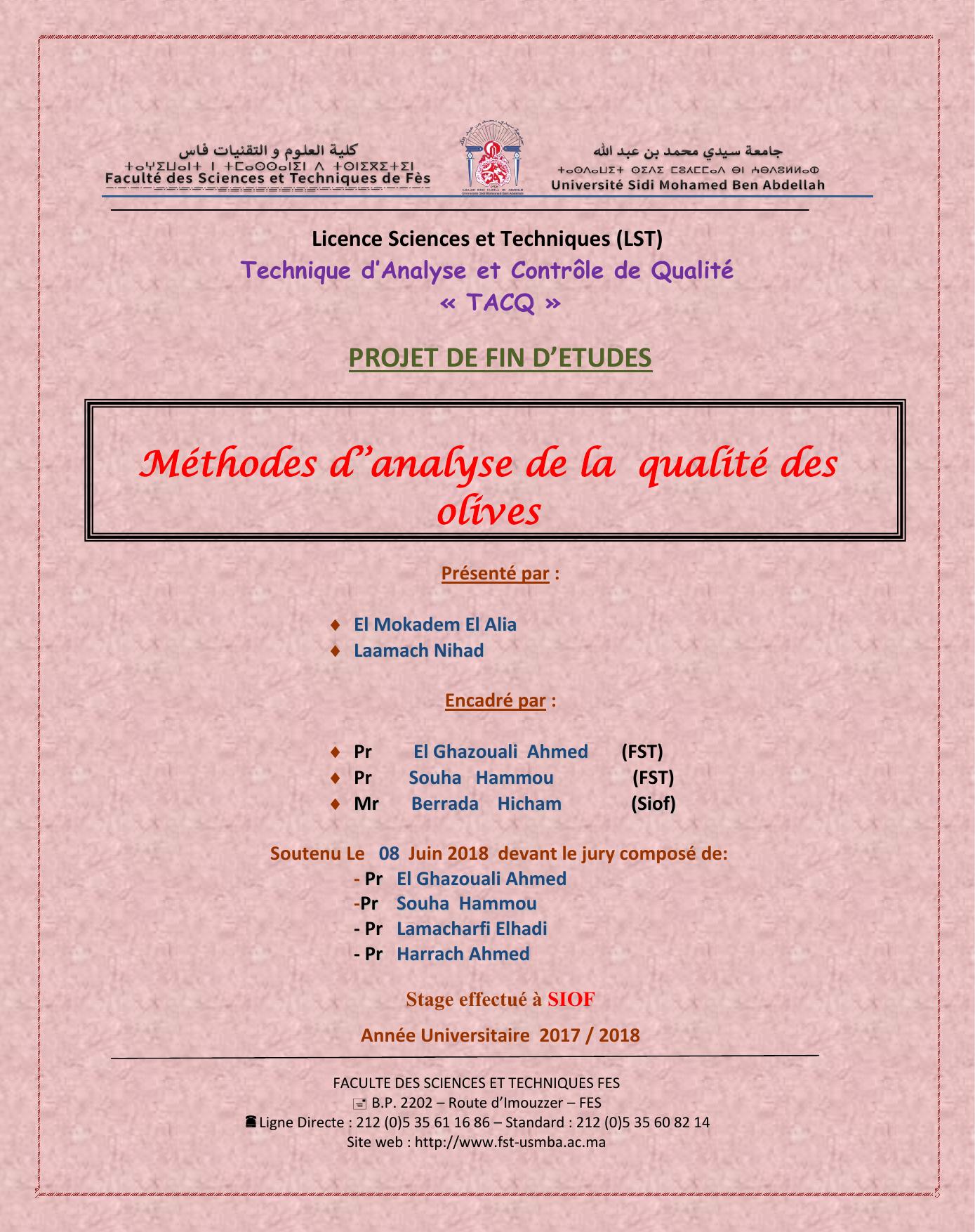 Méthodes d’analyse de la qualité des olives