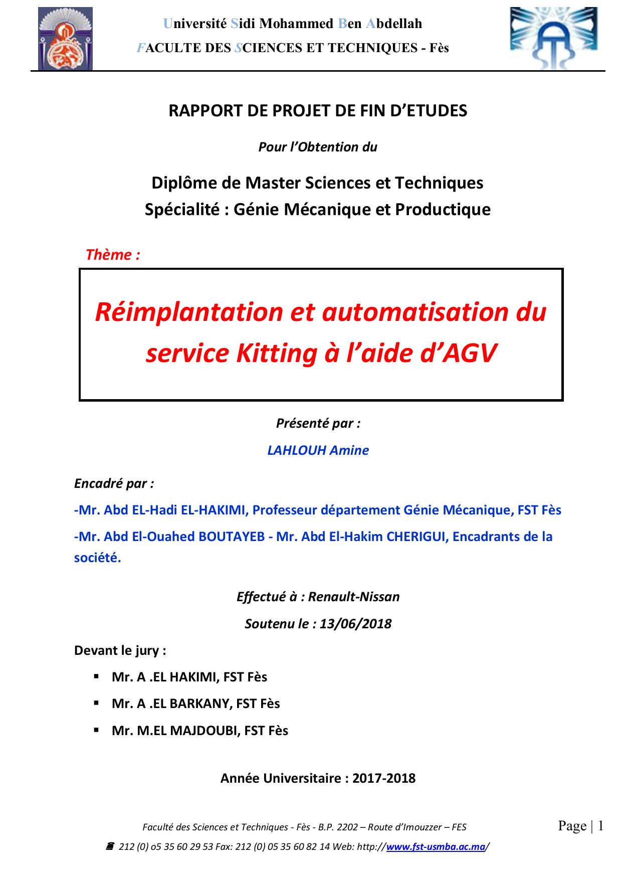 Réimplantation et automatisation du service Kitting à l’aide d’AGV