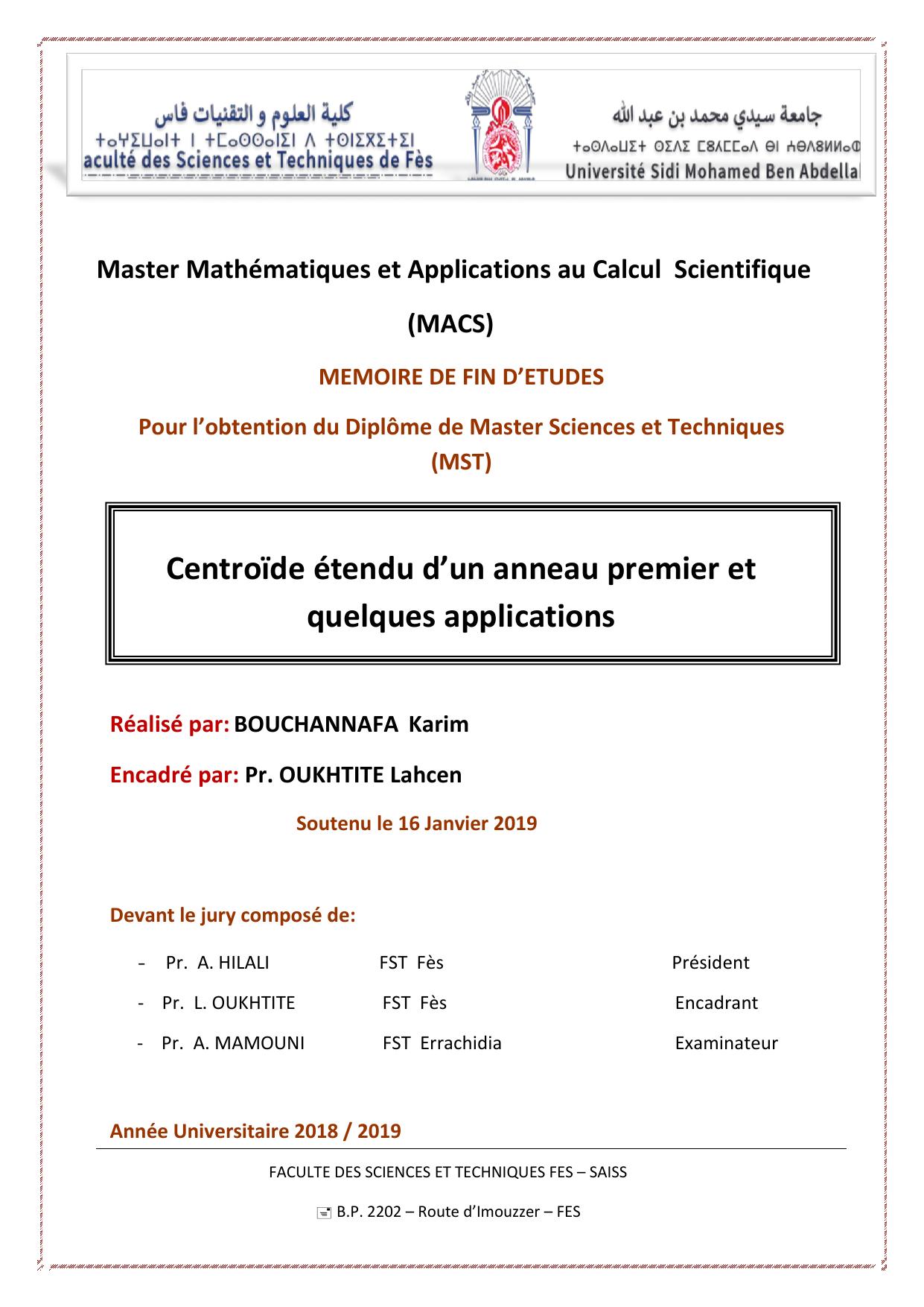 Centroïde étendu d’un anneau premier et quelques applications