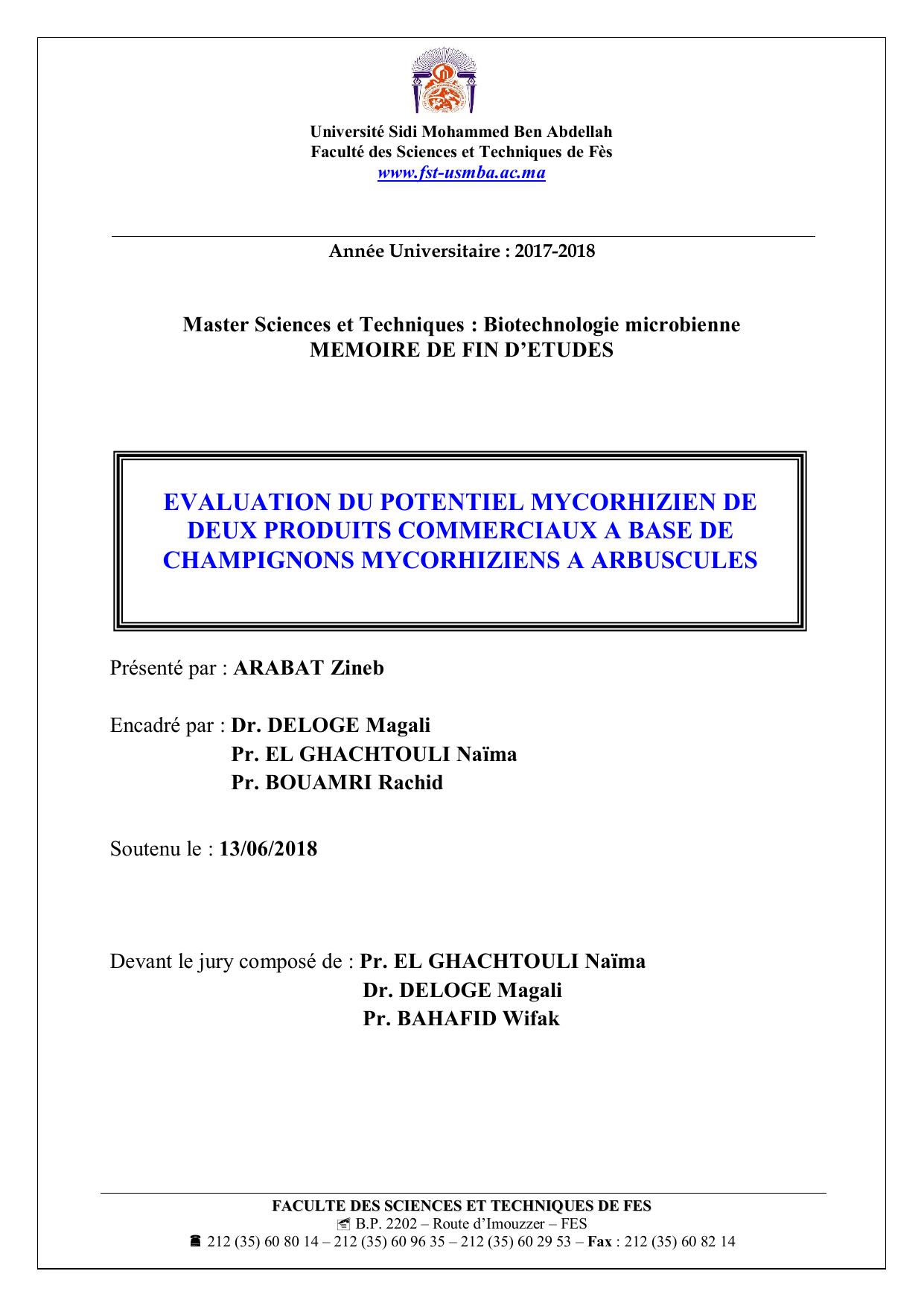 Evaluation du potentiel mycorhizien de deux produits commerciaux à base de champignons mycorhiziens à arbuscules