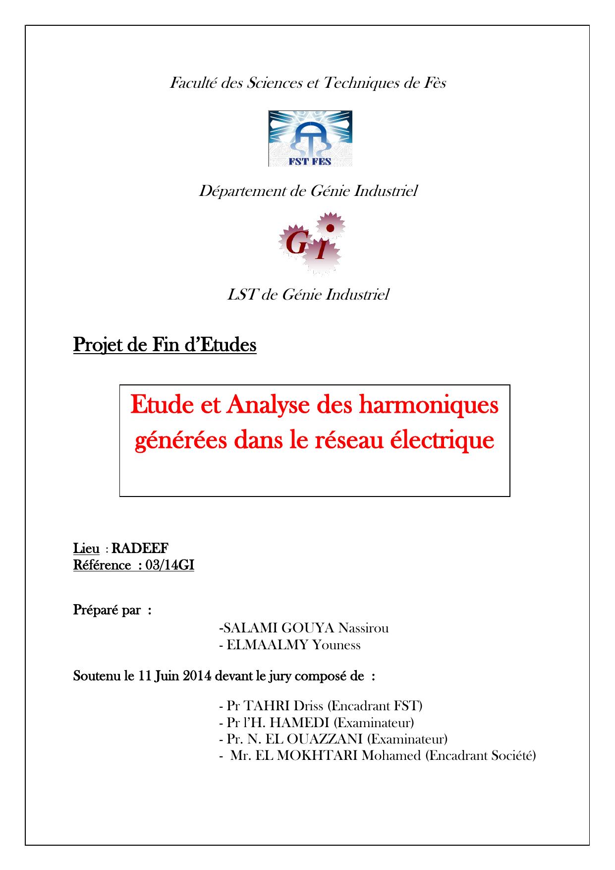 Etude et Analyse des harmoniques générées dans le réseau électrique