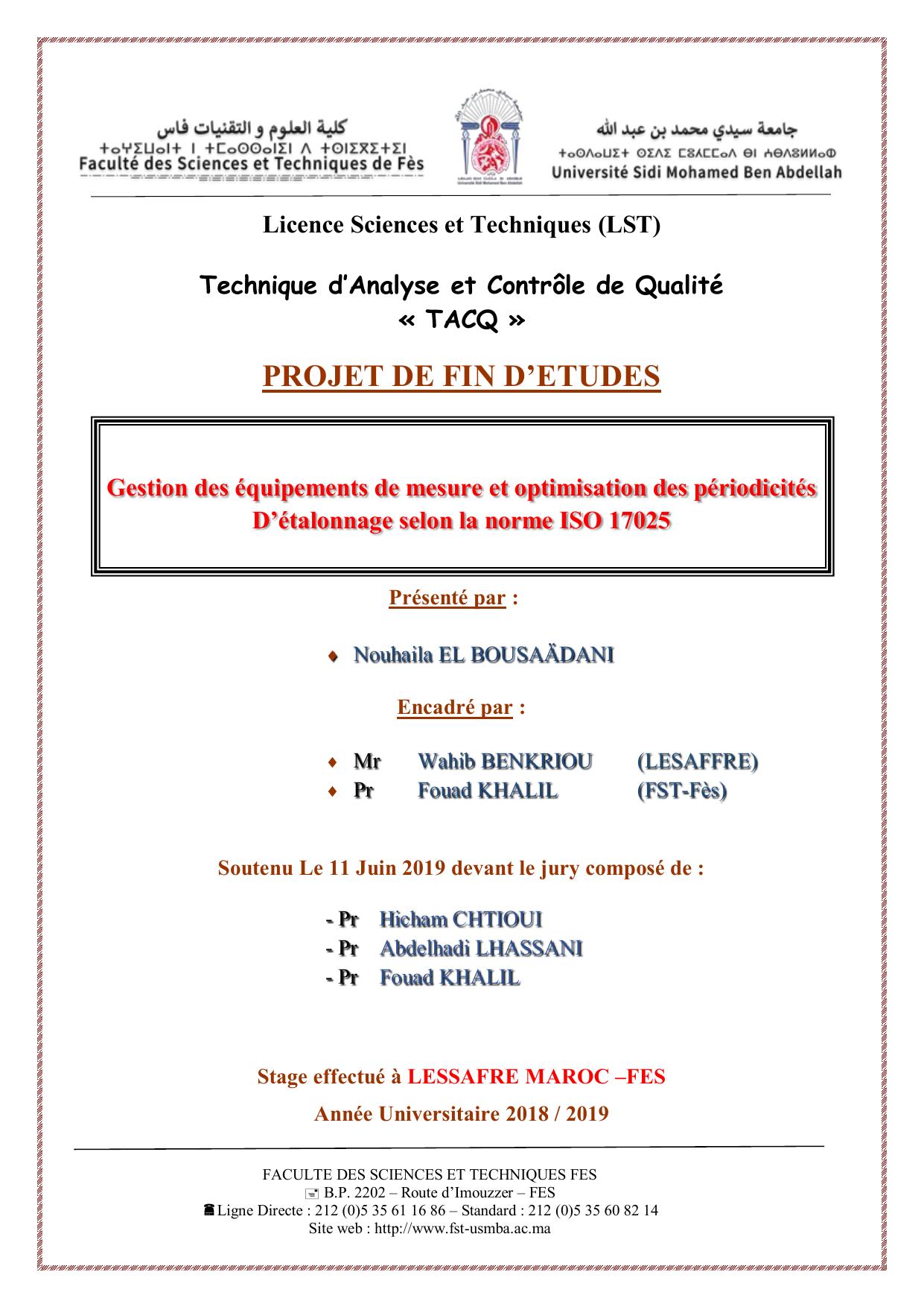 Gestion des équipements de mesure et optimisation des périodicités d'étalonnage selon la norme ISO 17025