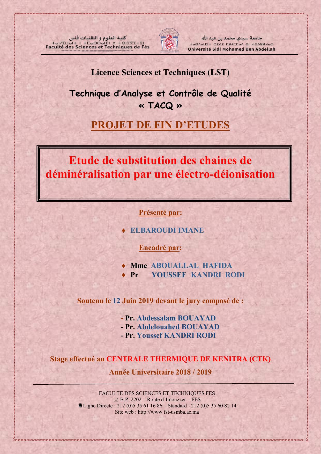 Etude de substitution des chaines de déminéralisation par une électro-déionisation