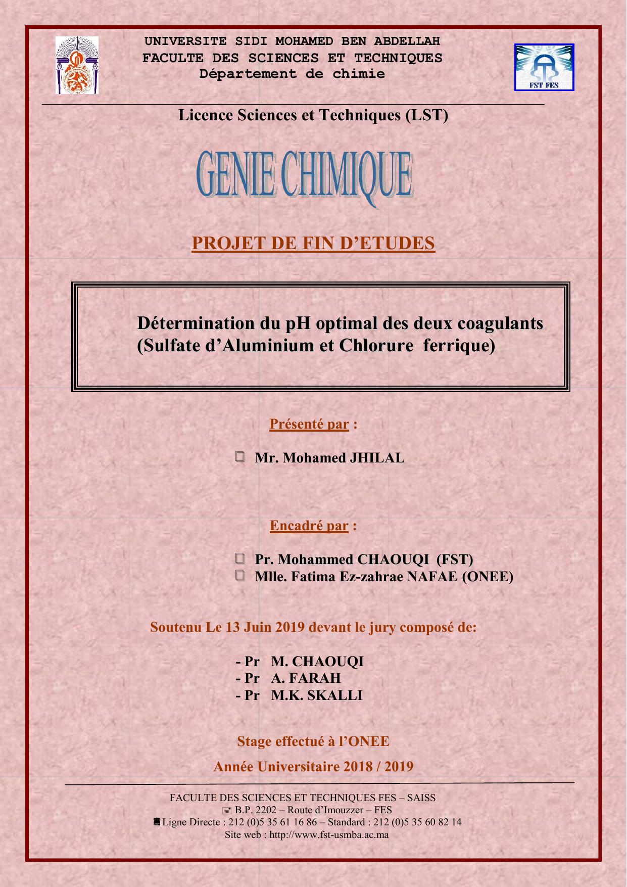 Détermination du pH optimal des deux coagulants (Sulfate d'Aluminium et Chlorure ferrique)