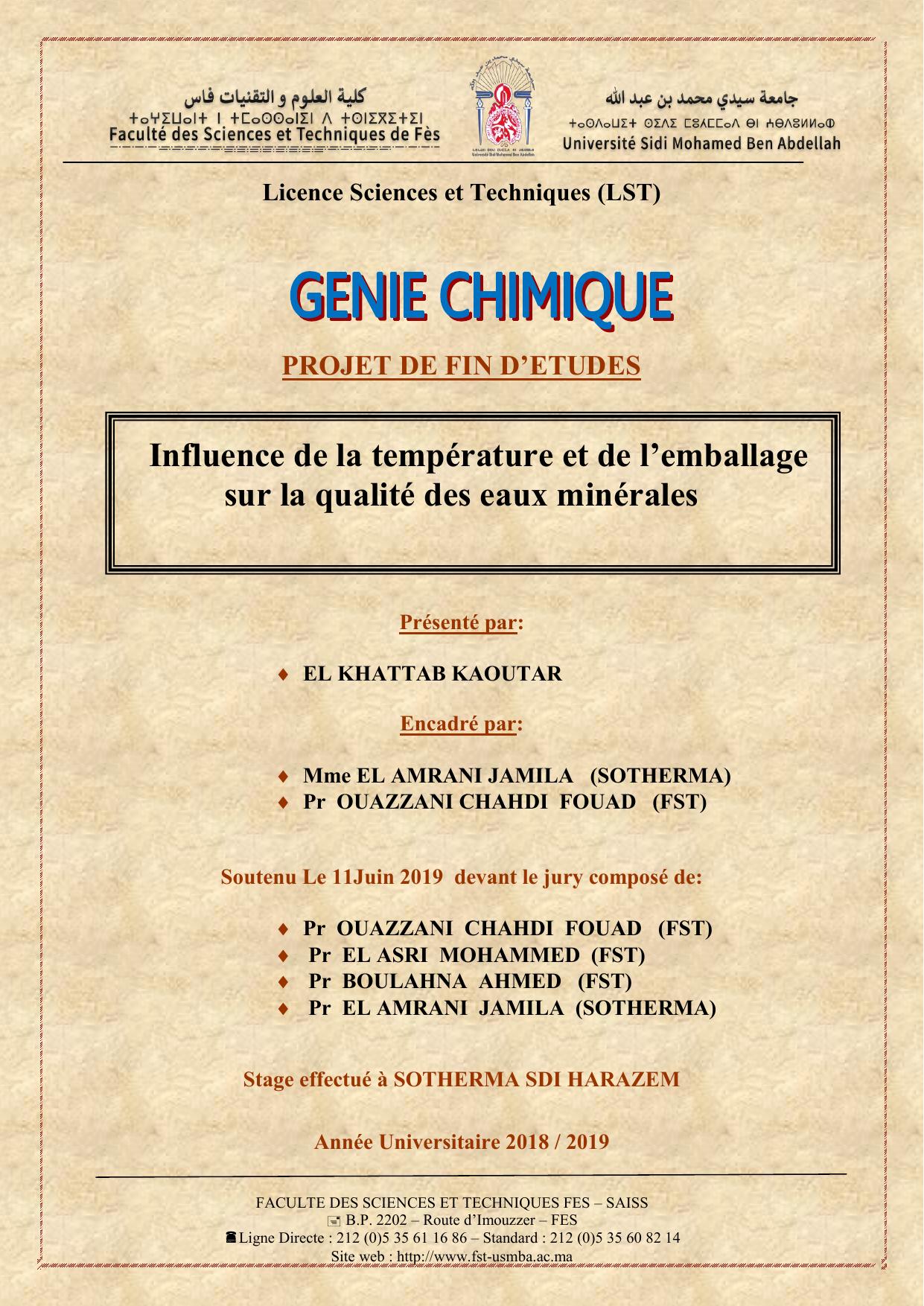 Influence de la température et de l’emballage sur la qualité des eaux minérales