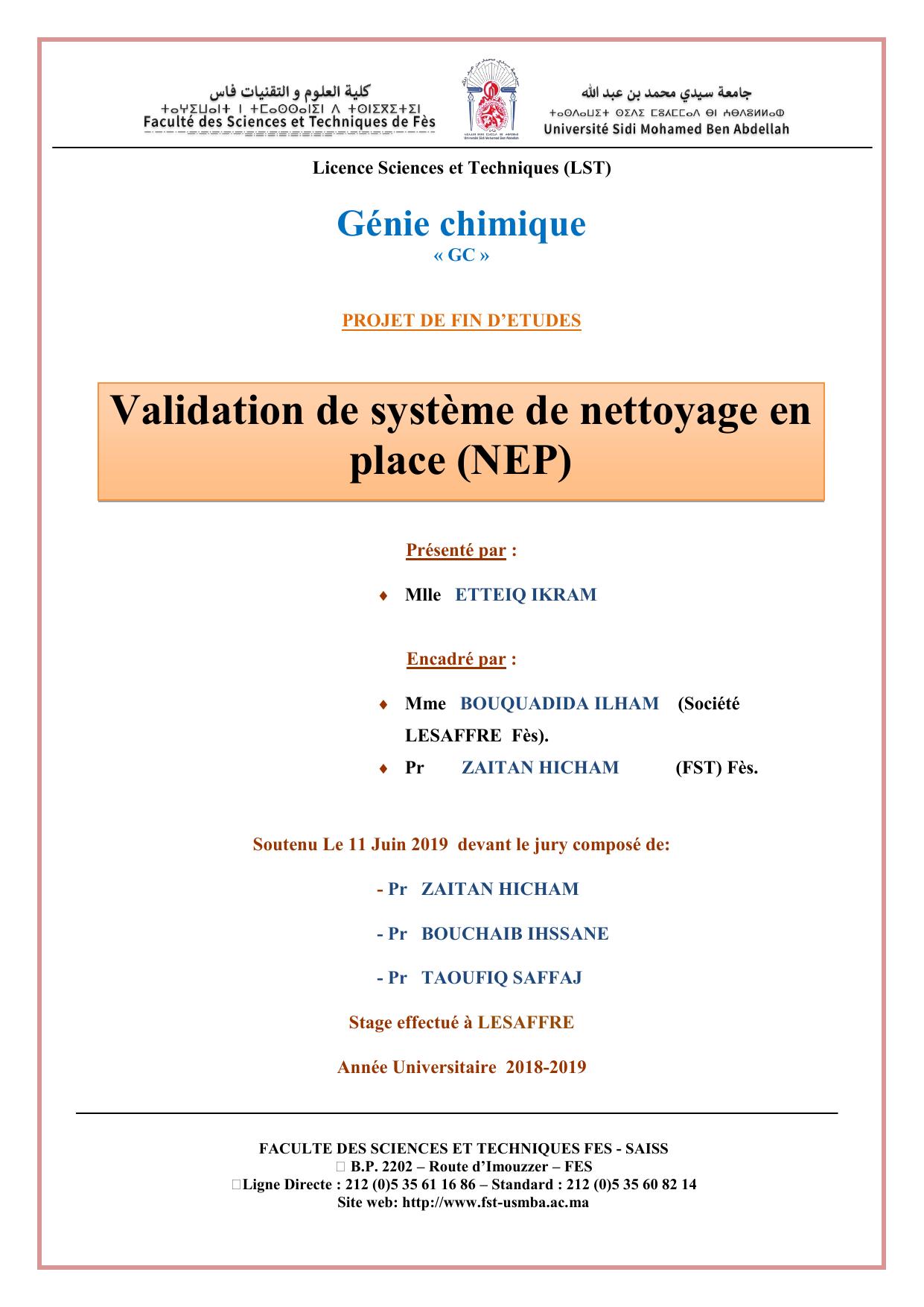 Validation de système de nettoyage en place (NEP)