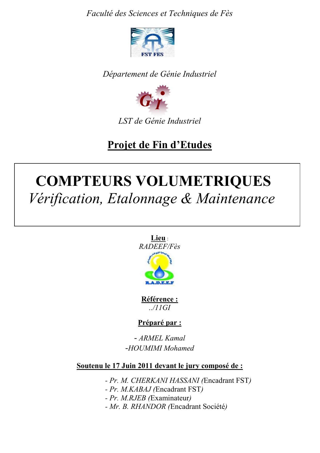 COMPTEURS VOLUMETRIQUES Vérification, Etalonnage & Maintenance