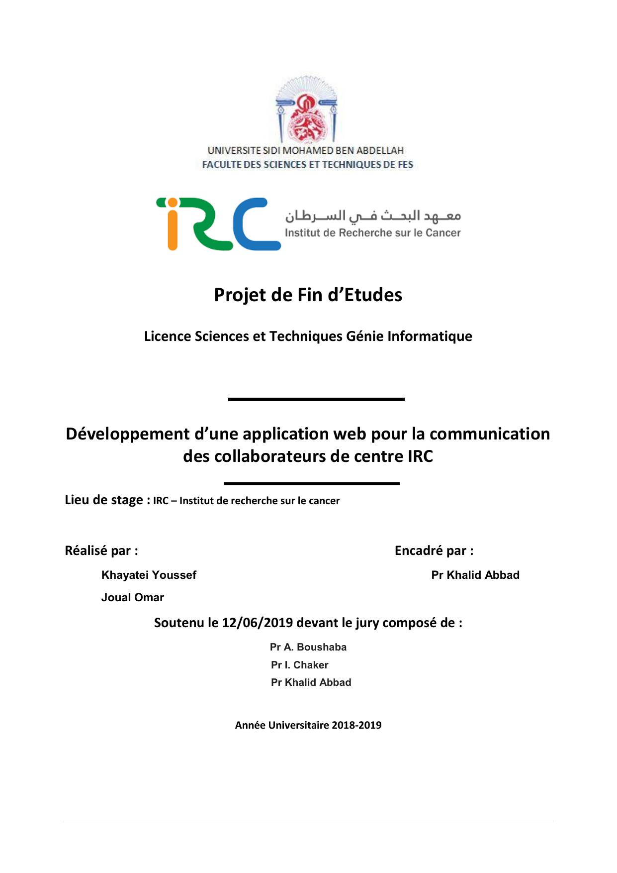 Développement d’une application web pour la communication des collaborateurs de centre IRC