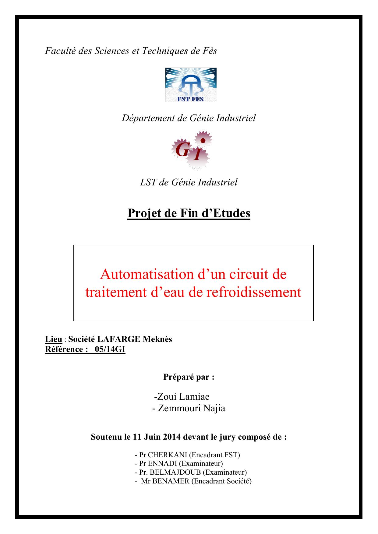 Automatisation d’un circuit de traitement d’eau de refroidissement