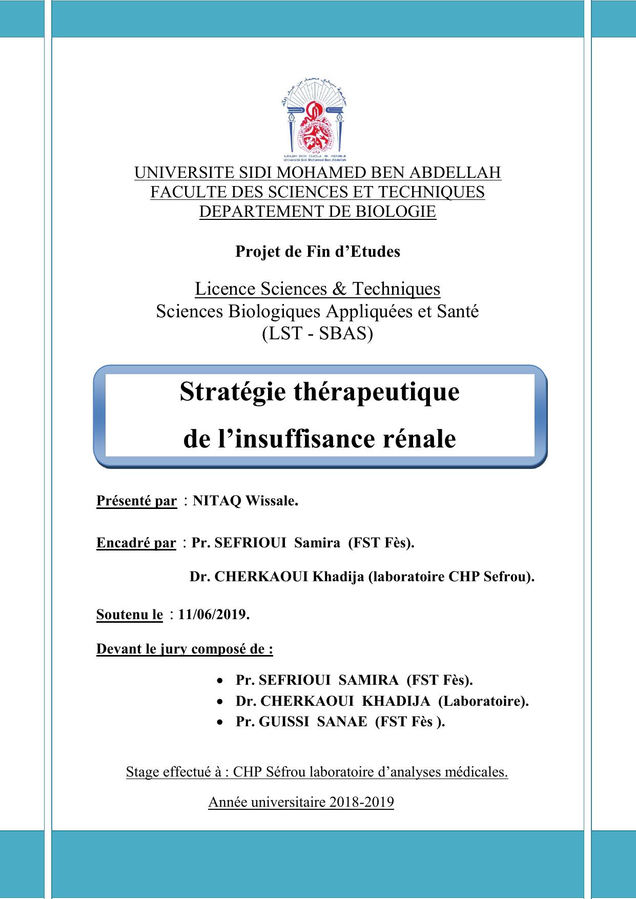 Stratégie thérapeutique de l’insuffisance rénale