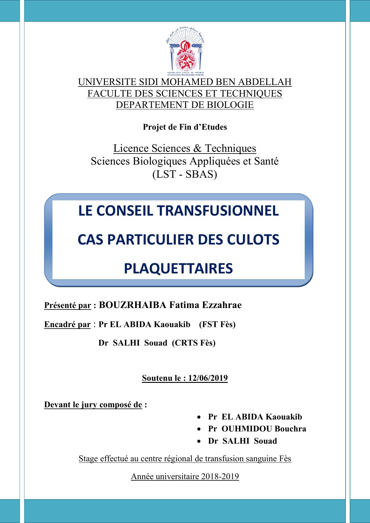 LE CONSEIL TRANSFUSIONNEL CAS PARTICULIER DES CULOTS PLAQUETTAIRES