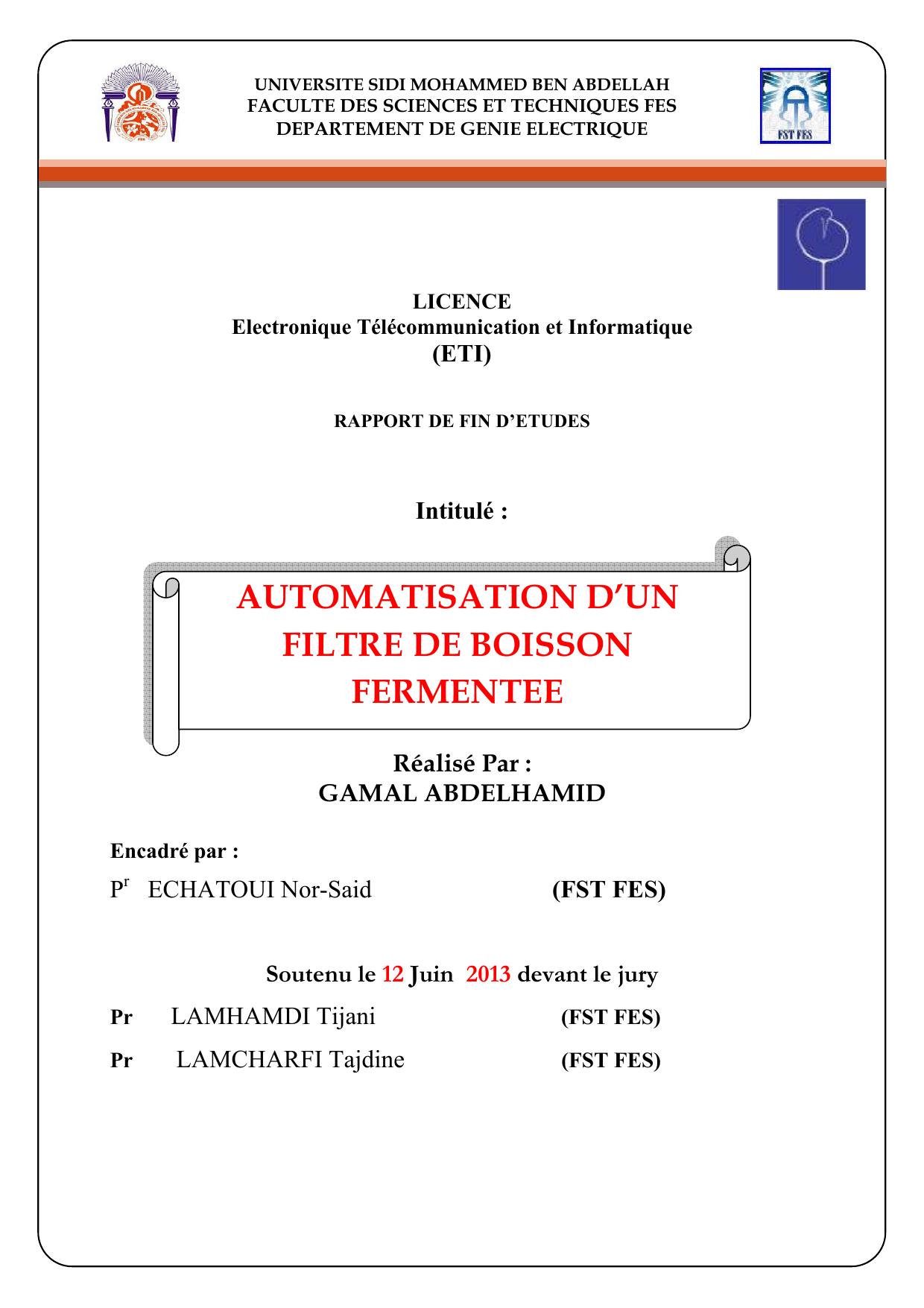 Automatisation d'un filtre de boisson fermentée