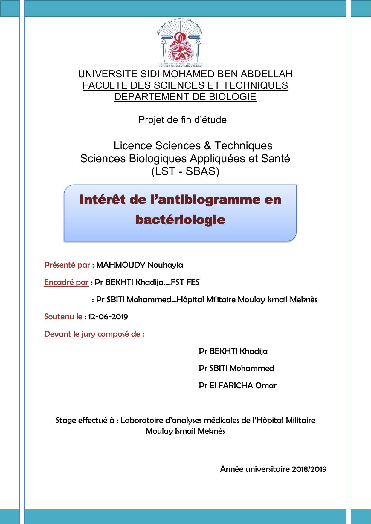 Intérêt de l’antibiogramme en bactériologie