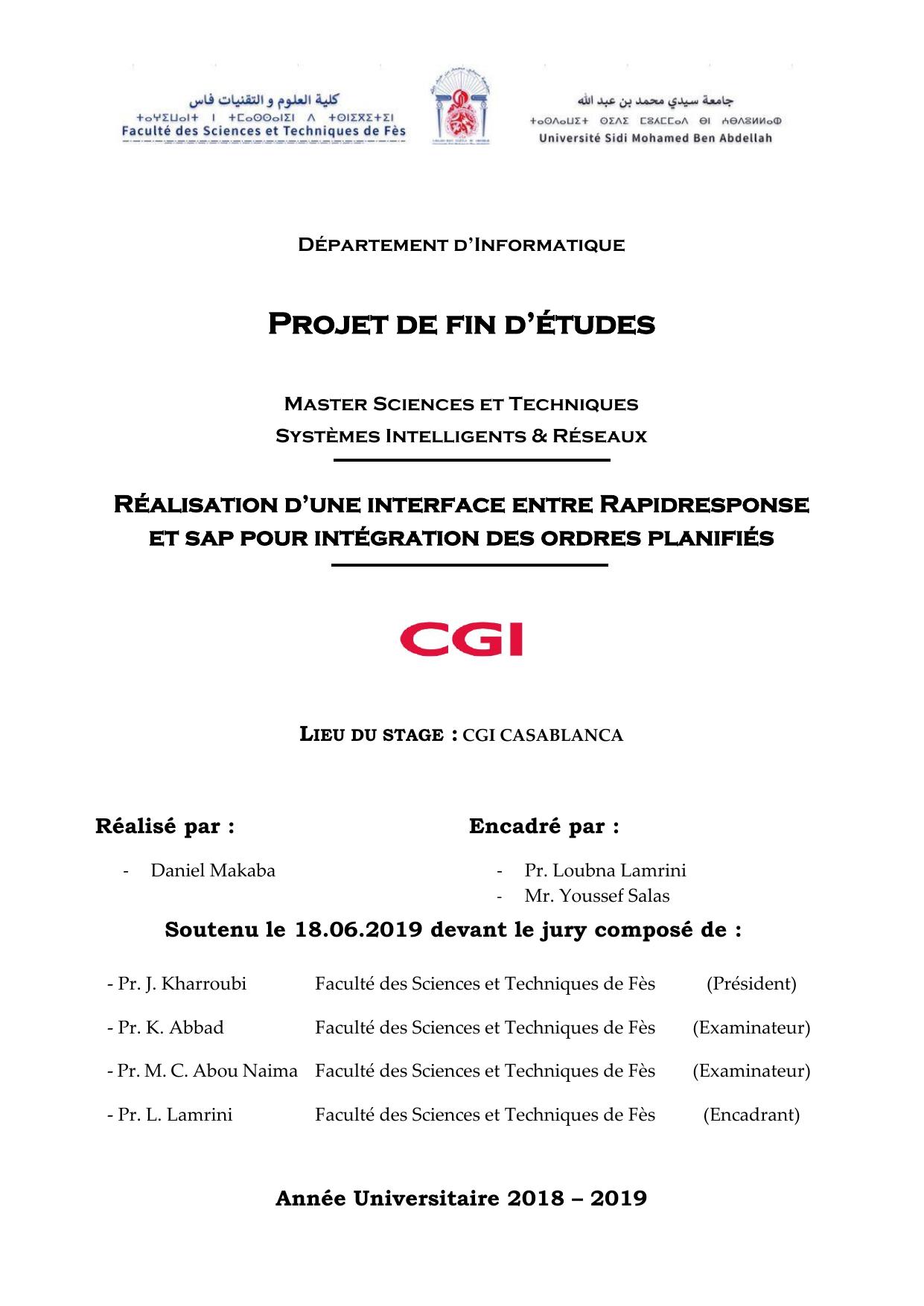 Réalisation d’une interface entre Rapidresponse et sap pour intégration des ordres planifiés