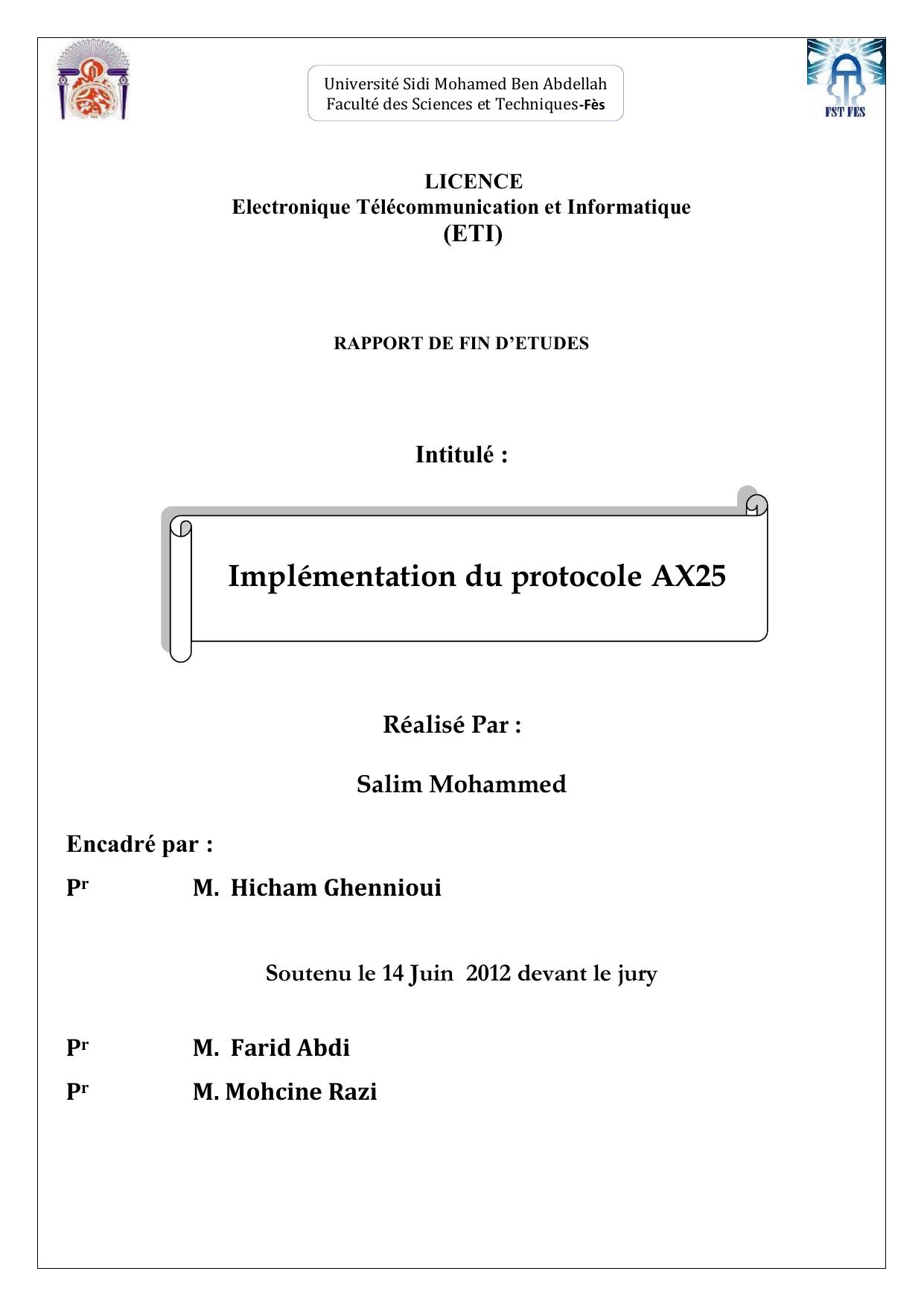 Implémentation du protocole AX25