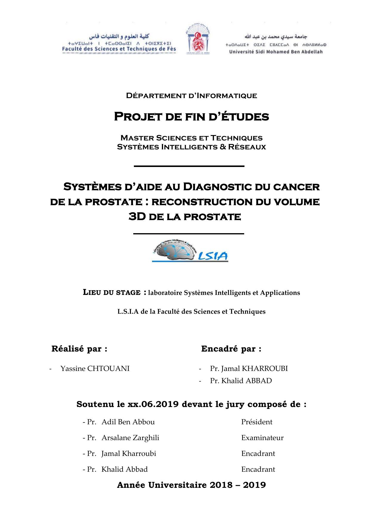 Systèmes d’aide au Diagnostic du cancer de la prostate : reconstruction du volume 3D de la prostate