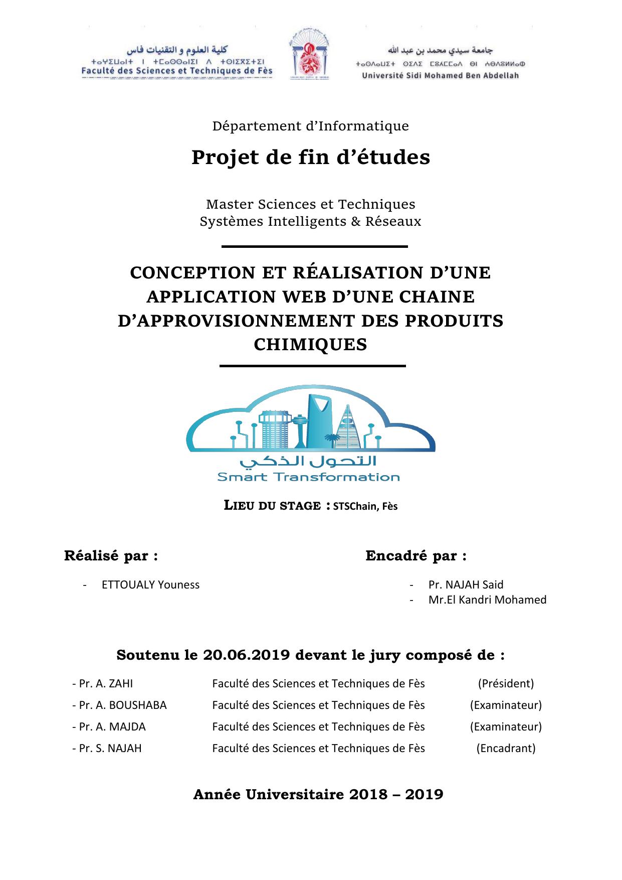 CONCEPTION ET RÉALISATION D’UNE APPLICATION WEB D’UNE CHAINE D’APPROVISIONNEMENT DES PRODUITS CHIMIQUES