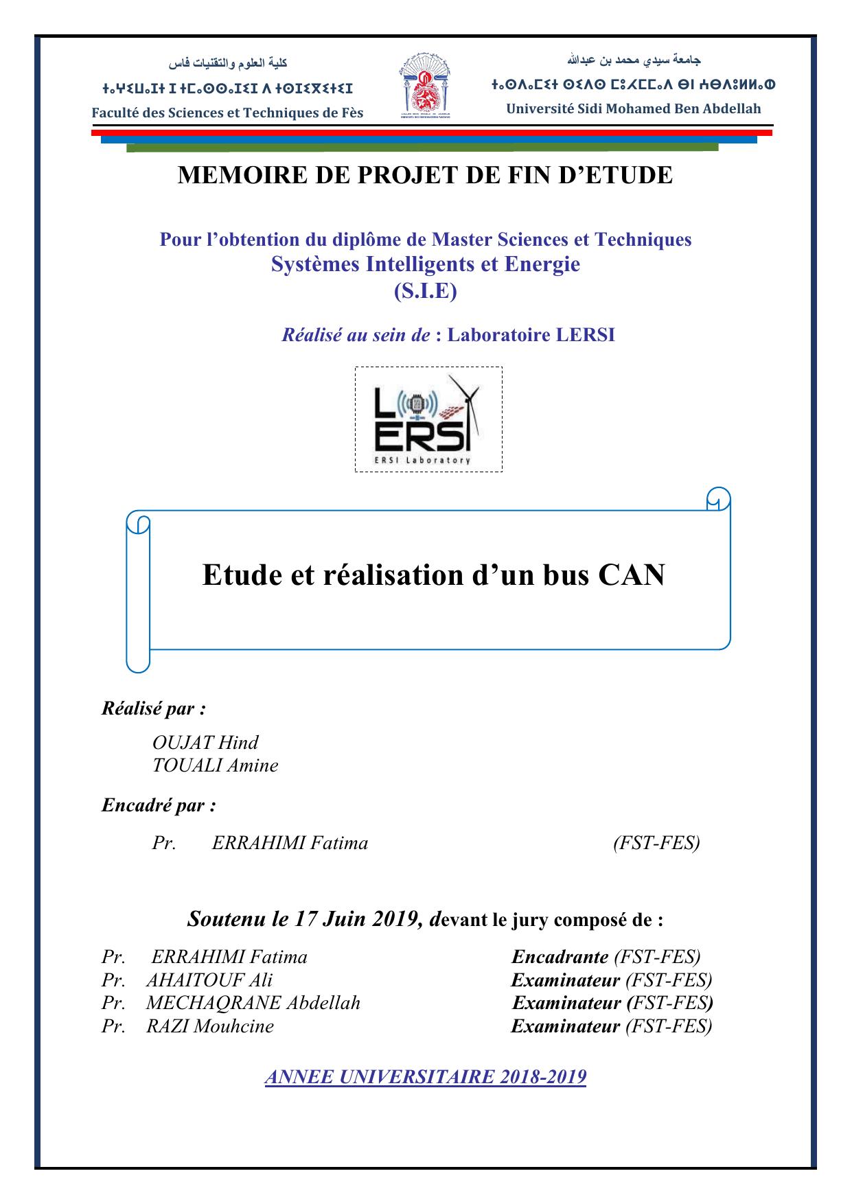 Etude et réalisation d’un bus CAN