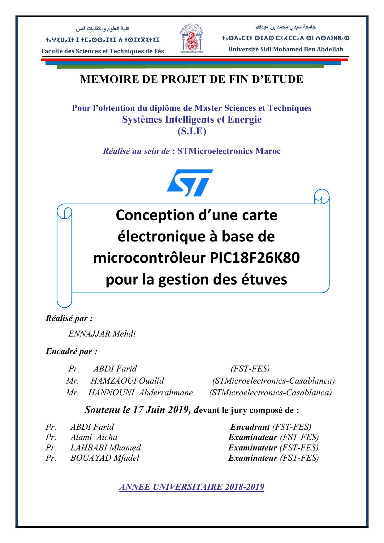 Conception d’une carte électronique à base de microcontrôleur PIC18F26K80 pour la gestion des étuves