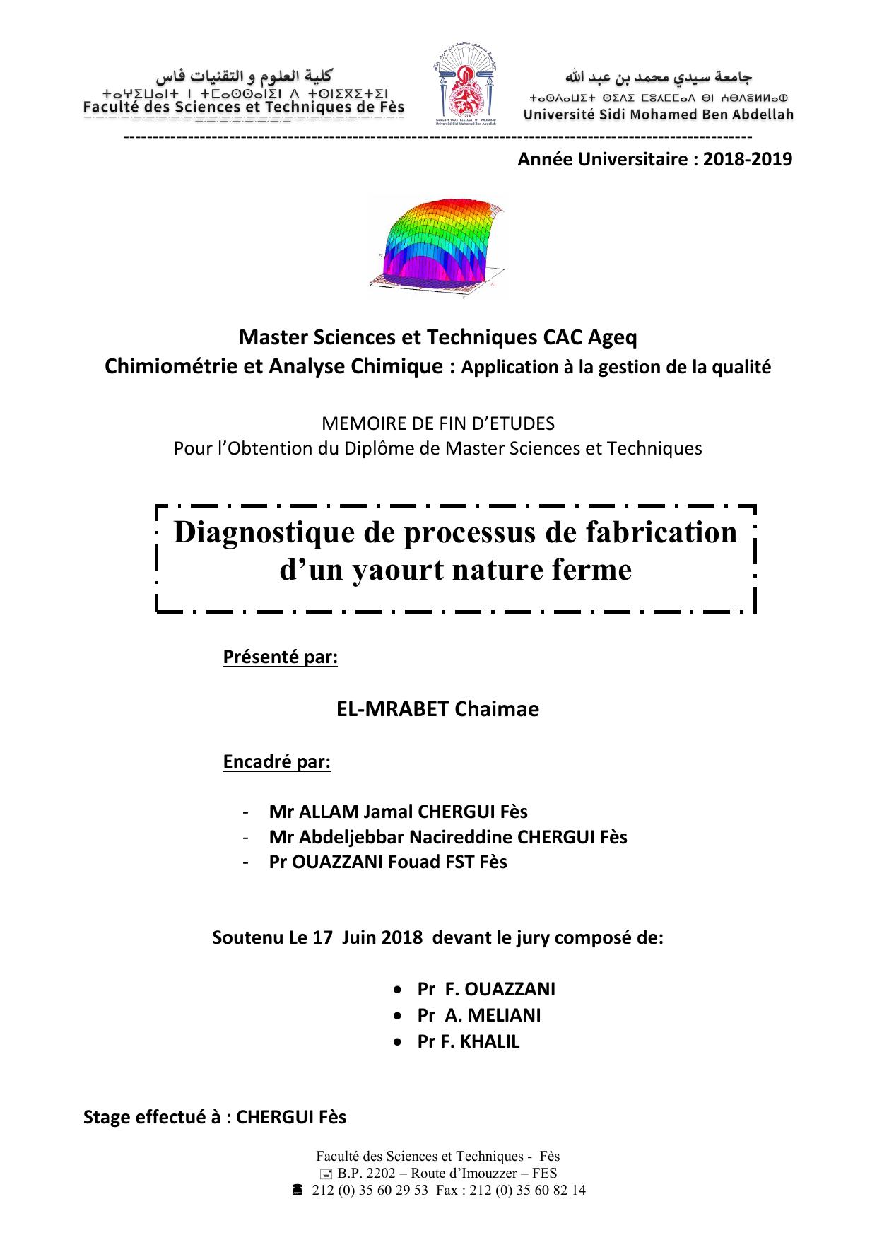 Diagnostique de processus de fabrication d’un yaourt nature ferme