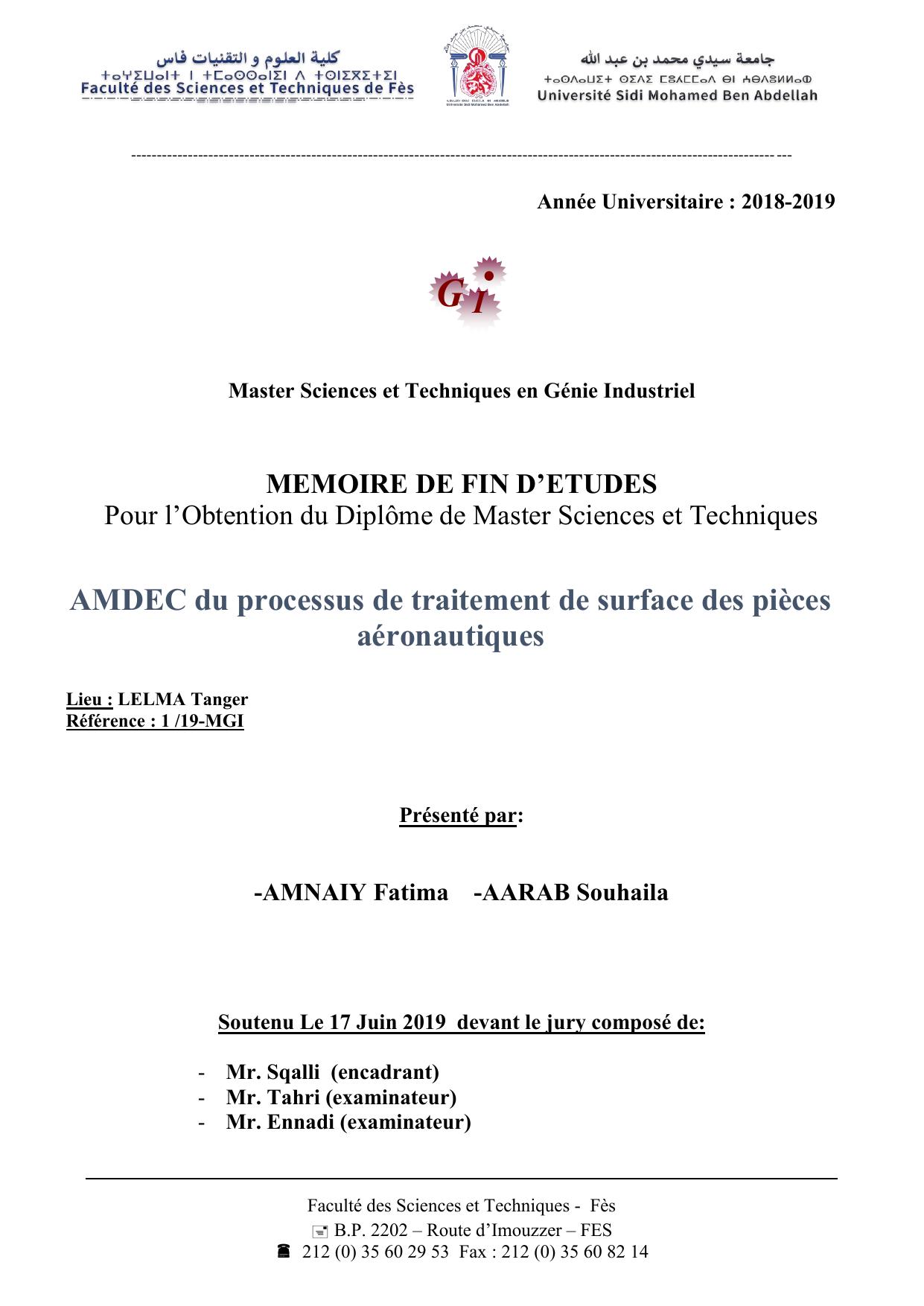 AMDEC du processus de traitement de surface des pièces aéronautiques