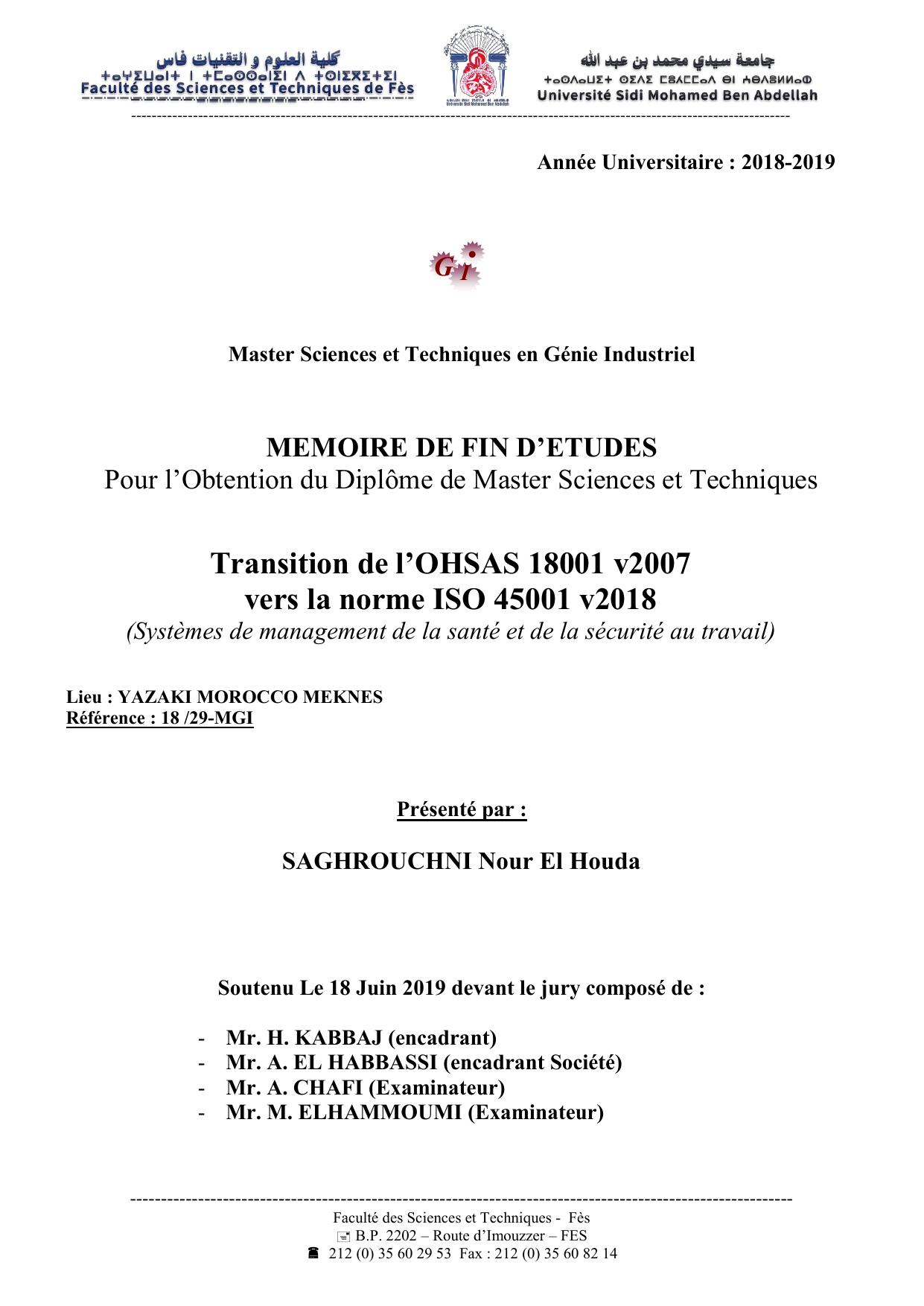 Transition de l’OHSAS 18001 v2007 vers la norme ISO 45001 v2018