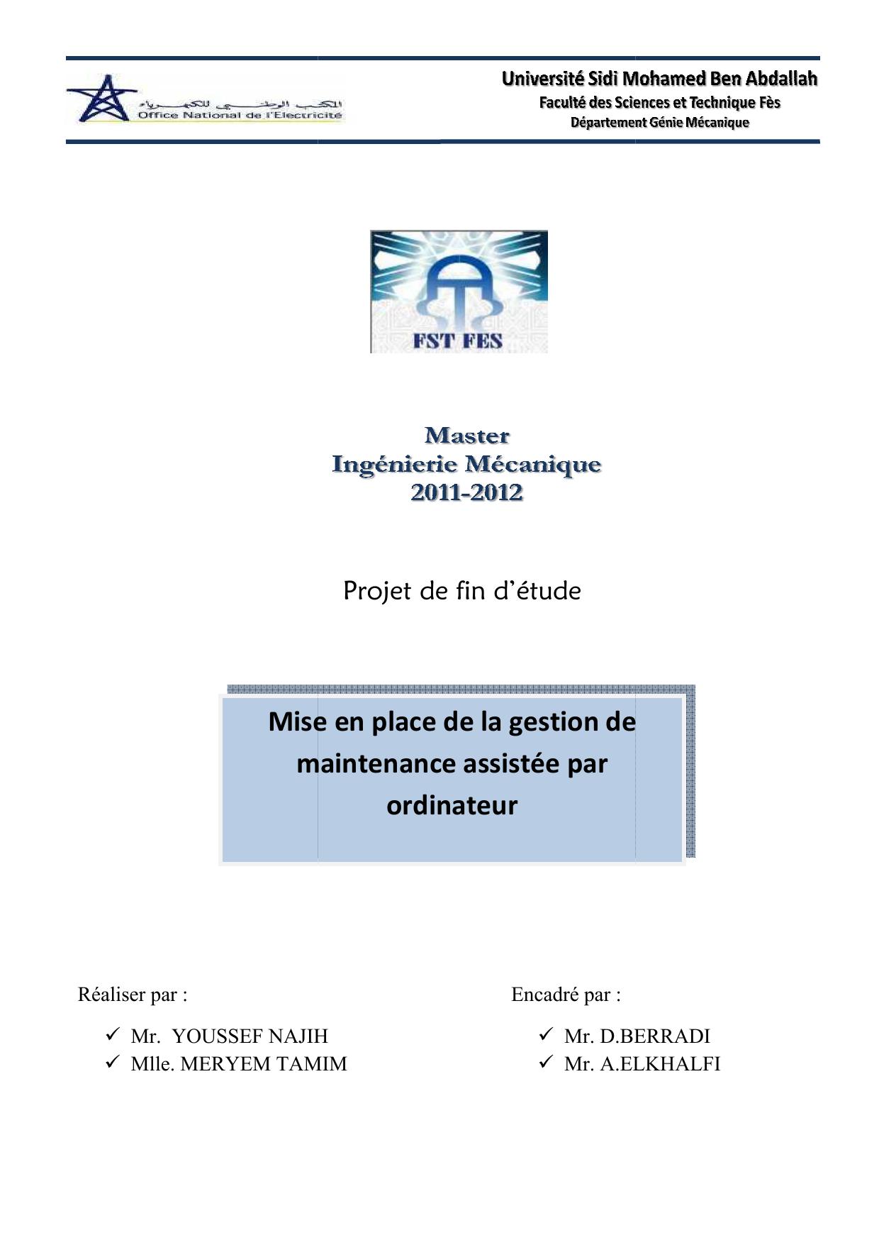 Mise en place de la gestion de maintenance assistée par ordinateur