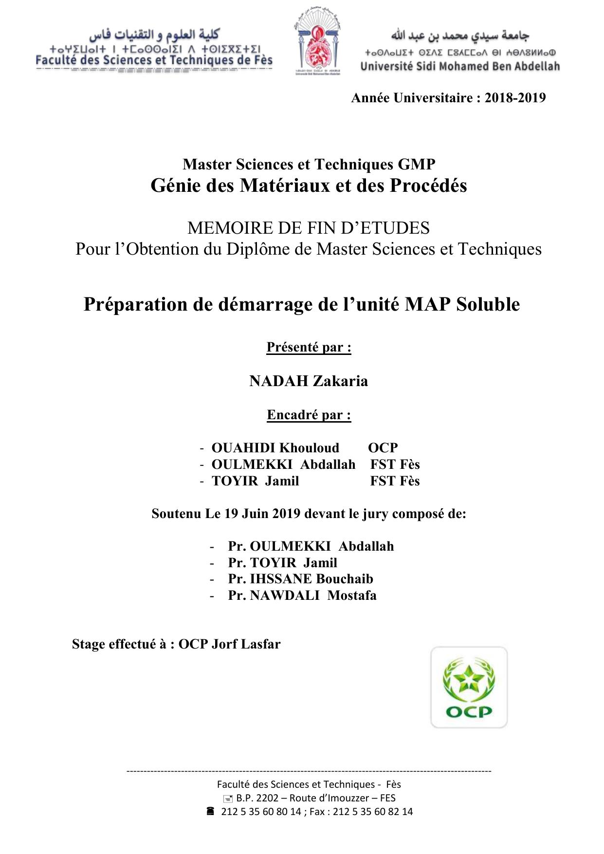 Préparation de démarrage de l’unité MAP Soluble