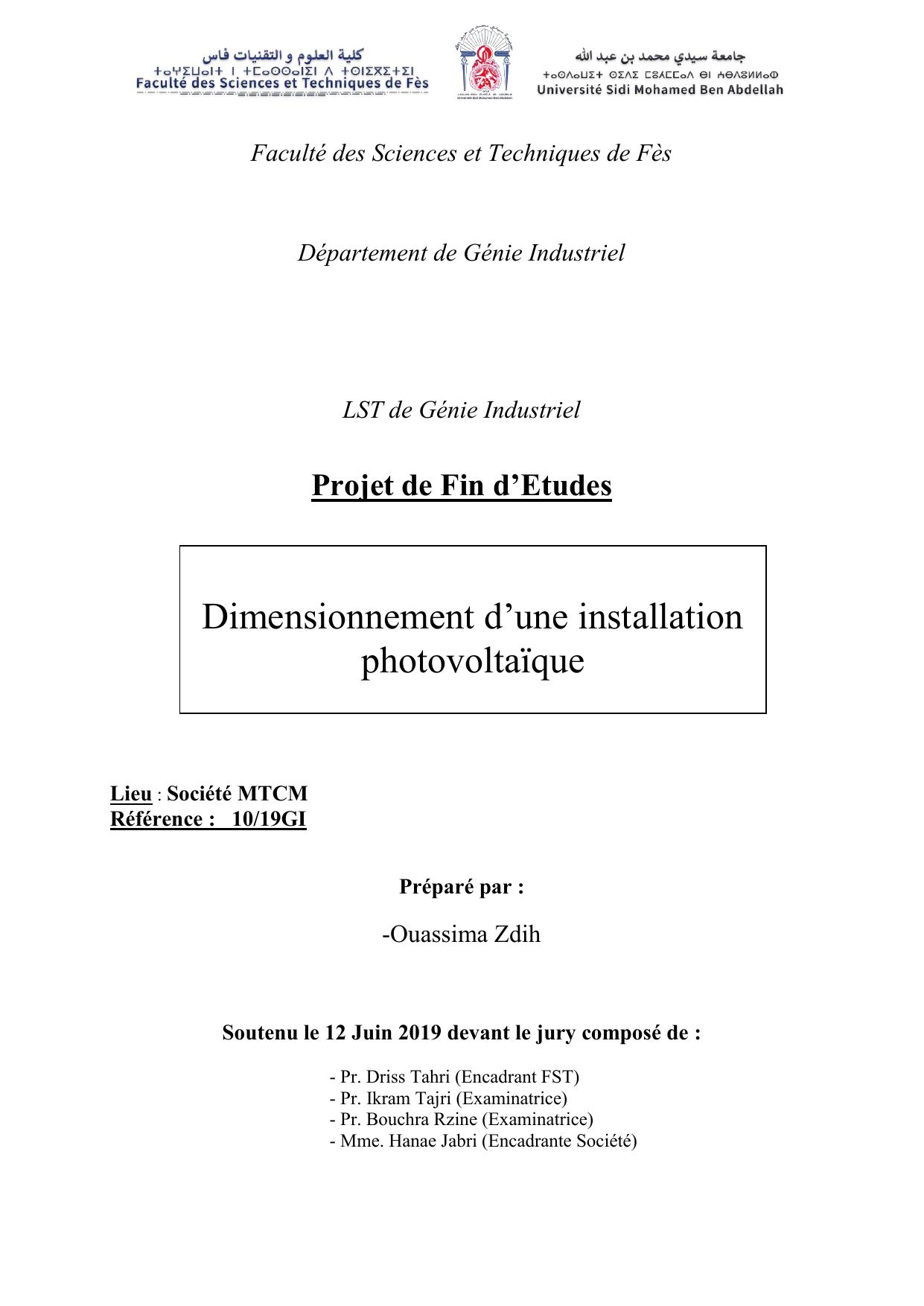 Dimensionnement d’une installation photovoltaïque