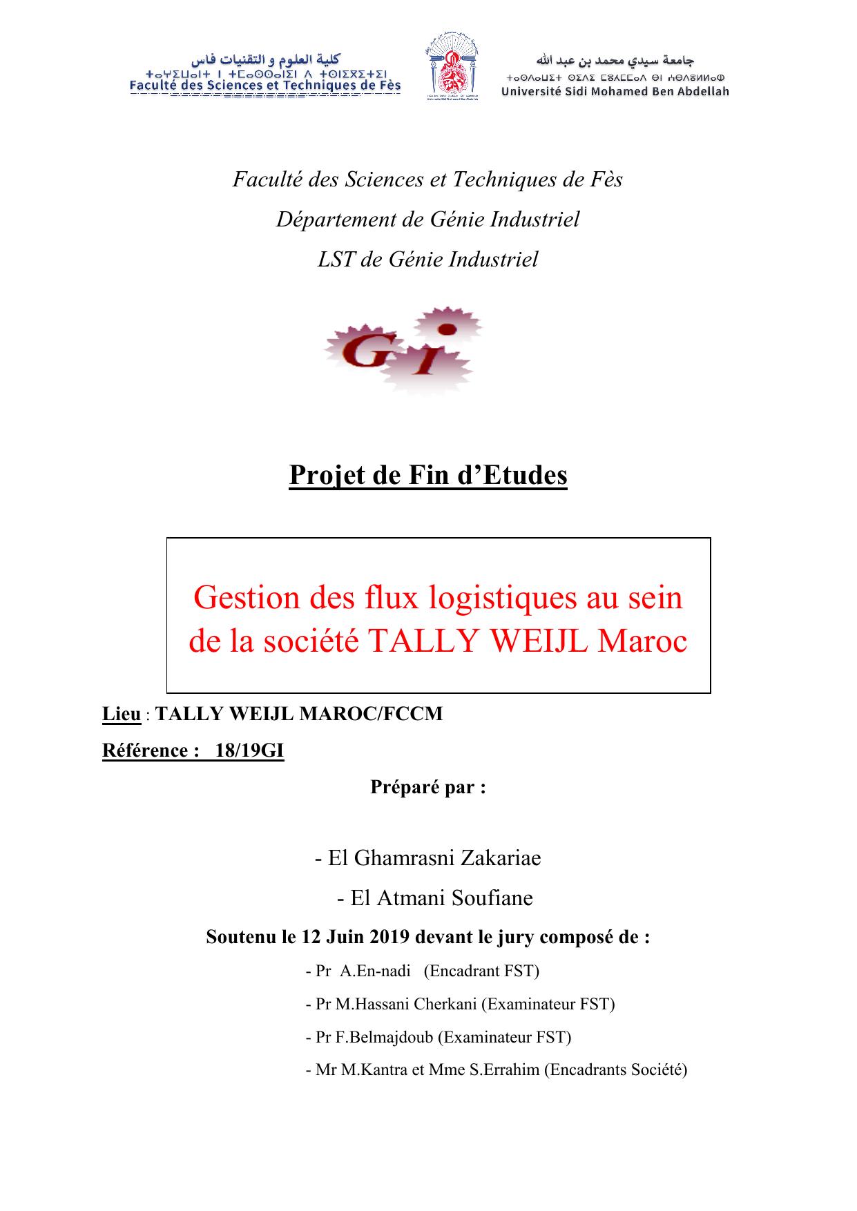 Gestion des flux logistiques au sein de la société TALLY WEIJL Maroc