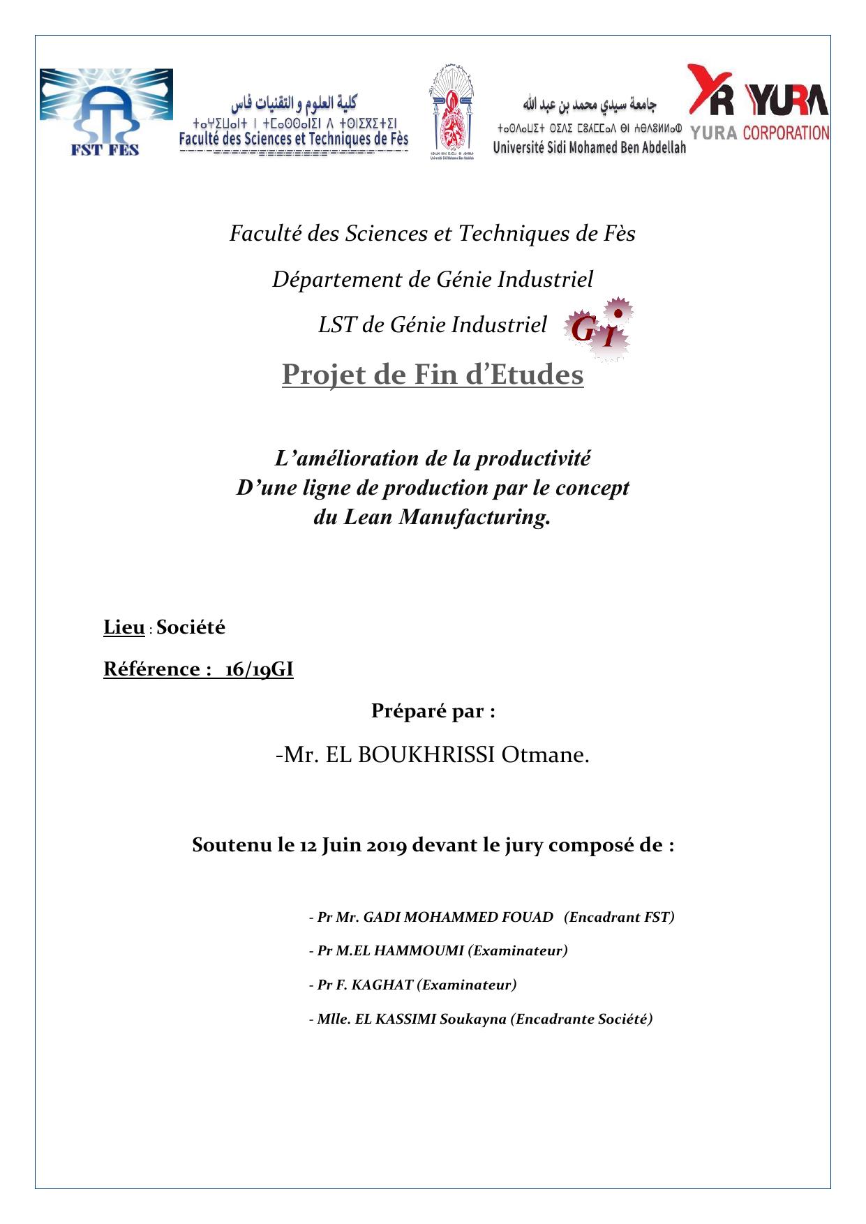 L’amélioration de la productivité D’une ligne de production par le concept du Lean Manufacturing