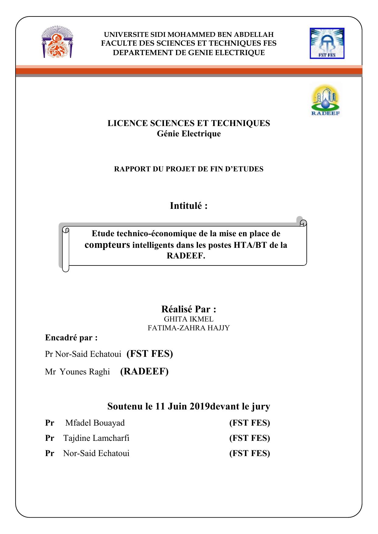 Etude technico-économique de la mise en place de compteurs intelligents dans les postes HTA/BT de la RADEEF