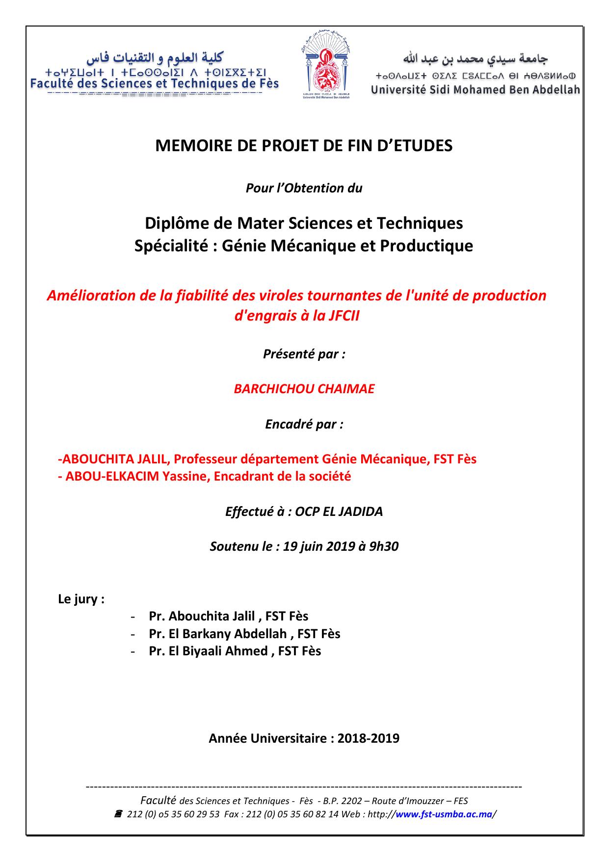 Amélioration de la fiabilité des viroles tournantes de l'unité de production d'engrais à la JFCII