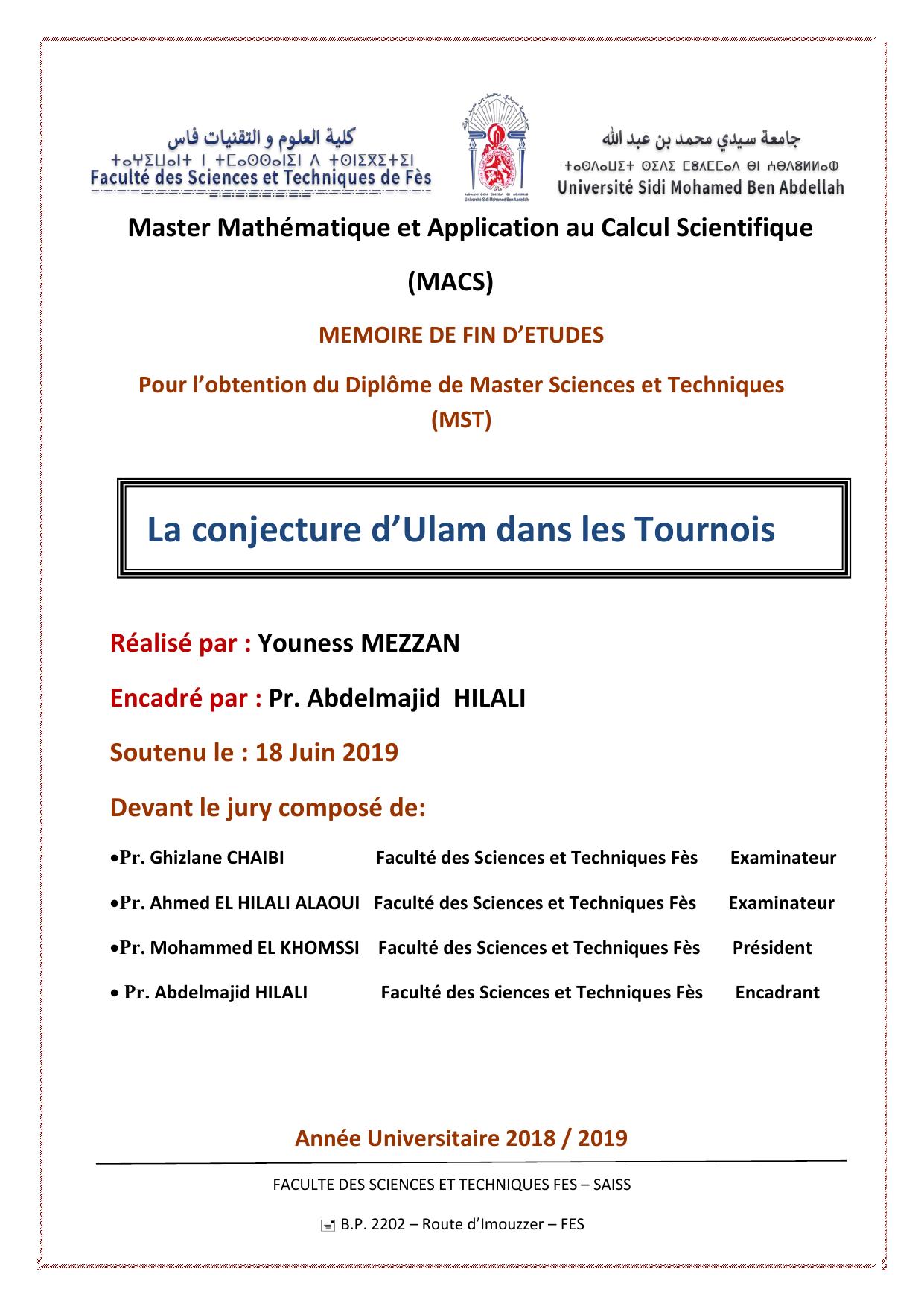 La conjecture d’Ulam dans les Tournois