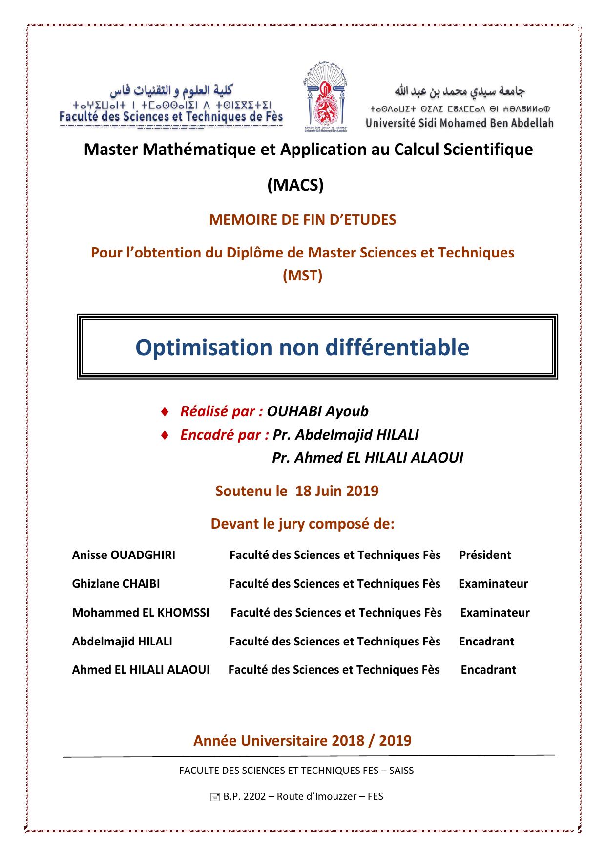 Optimisation non différentiable