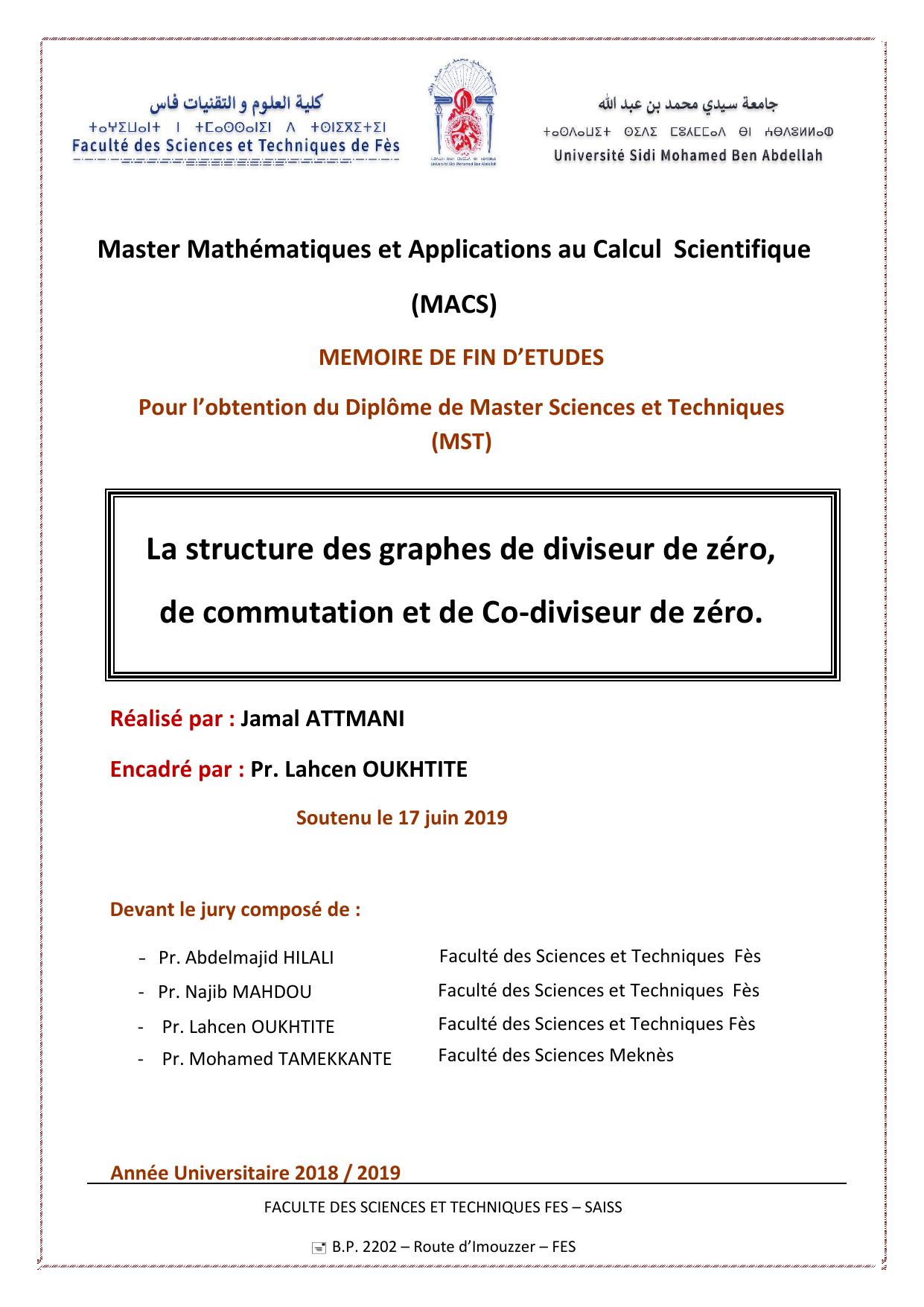 La structure des graphes de diviseur de zéro, de commutation et de Co-diviseur de zéro