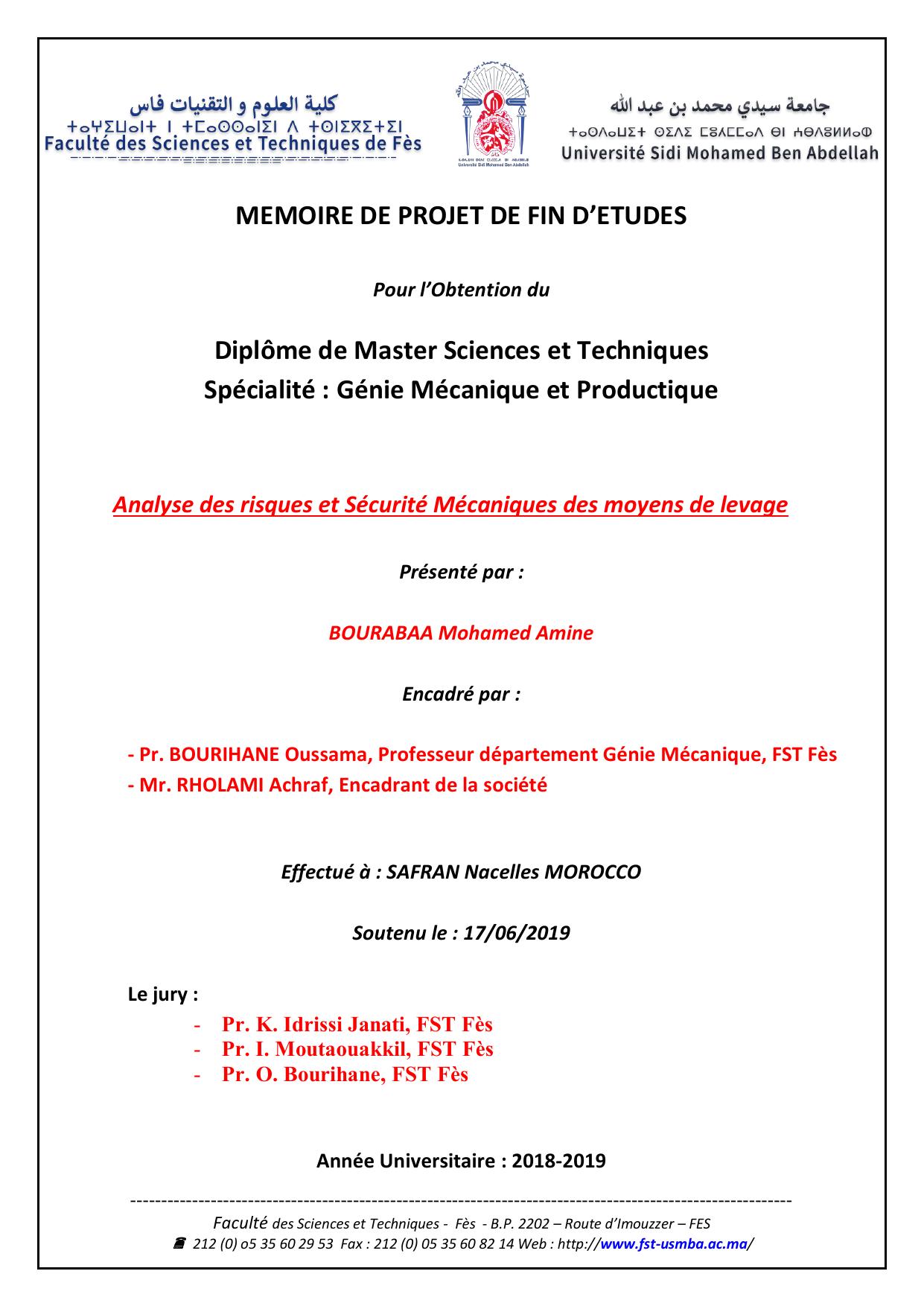 Analyse des risques et Sécurité Mécaniques des moyens de levage