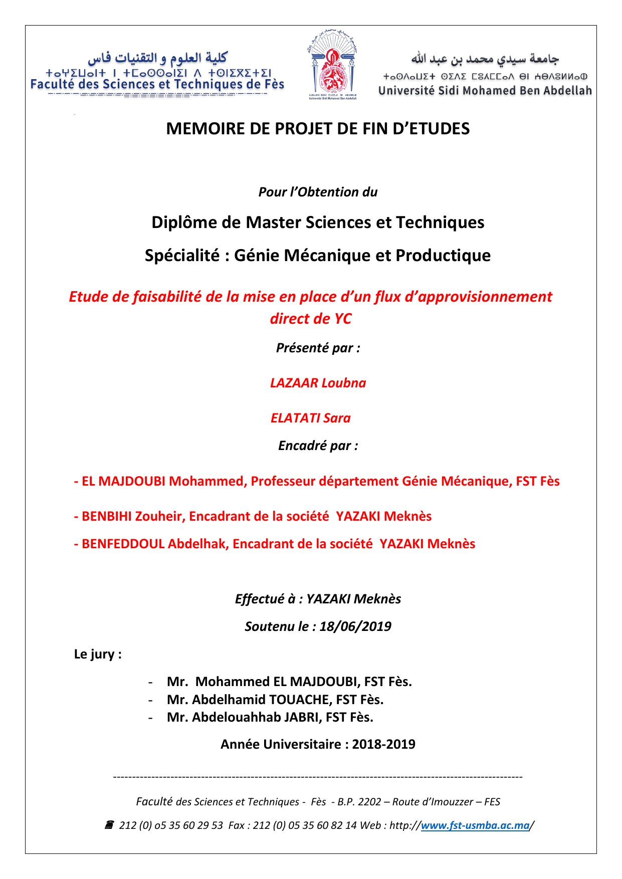 Etude de faisabilité de la mise en place d’un flux d’approvisionnement direct de YC