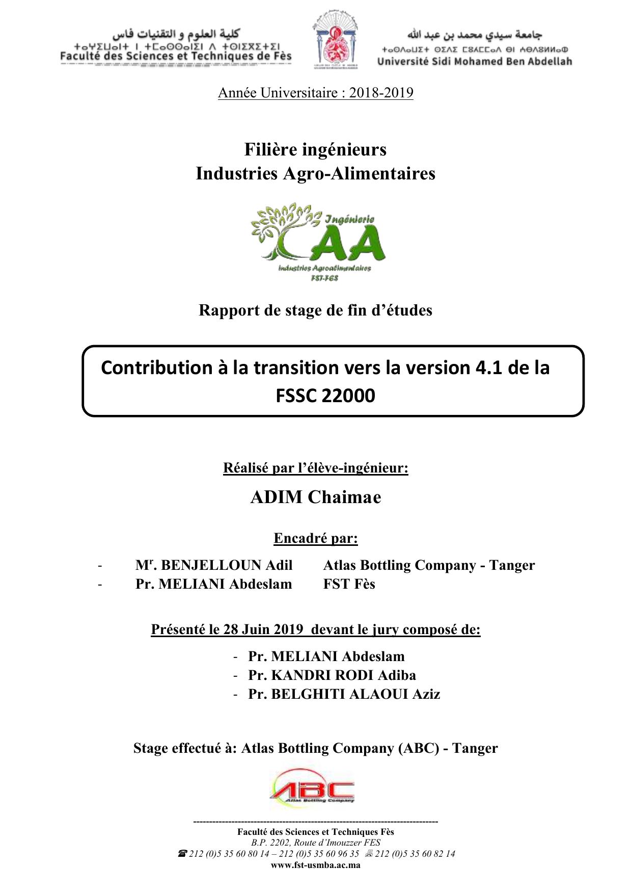 Contribution à la transition vers la version 4.1 de la FSSC 22000