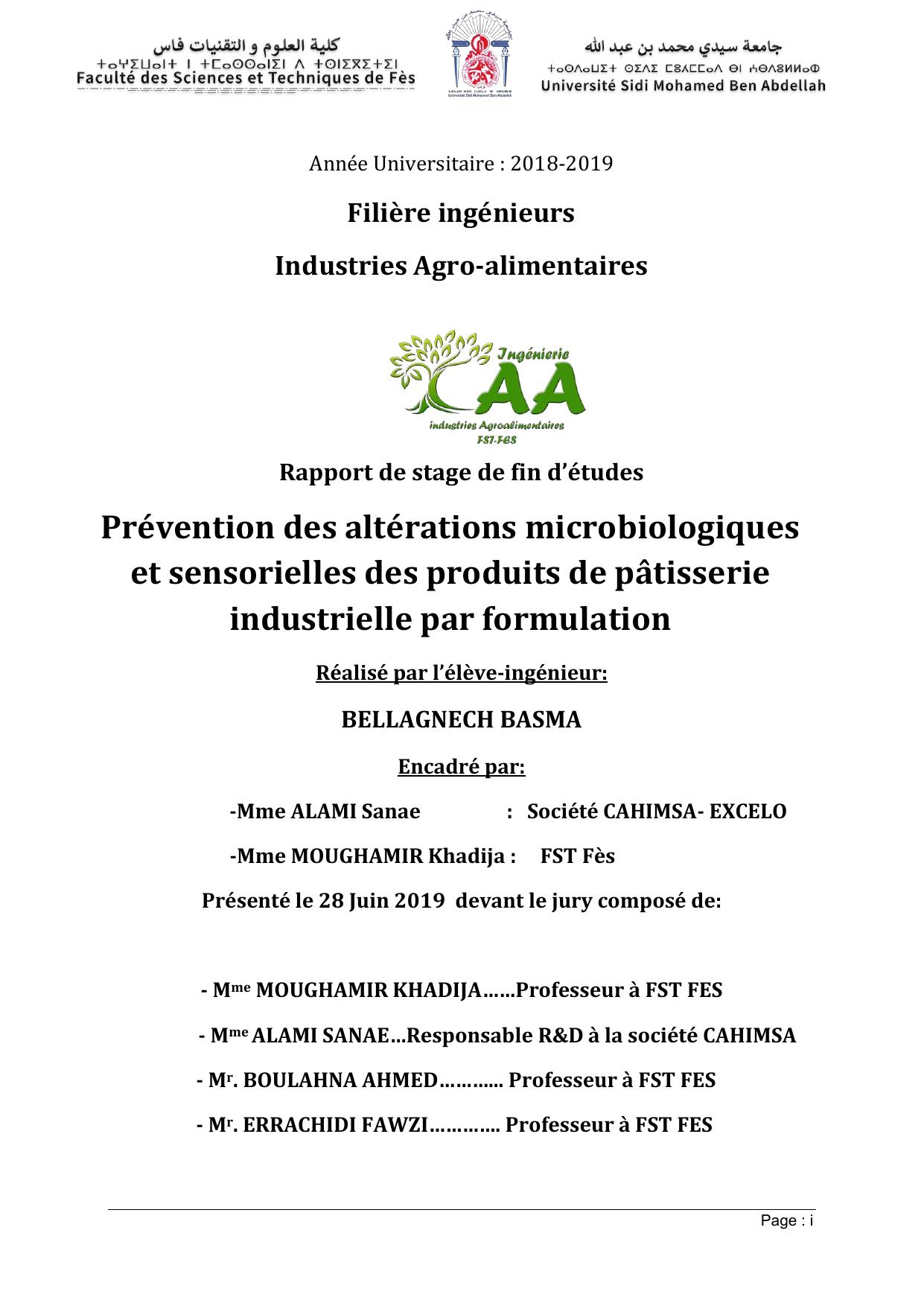 Prévention des altérations microbiologiques et sensorielles des produits de pâtisserie industrielle par formulation