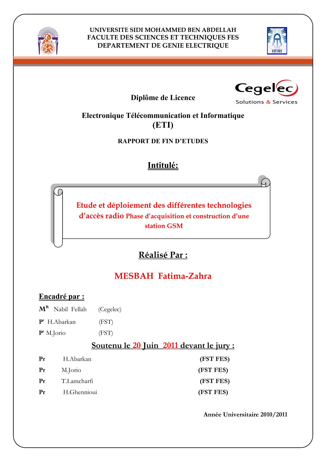 Etude et déploiement des différentes technologies d’accès radio Phase d’acquisition et construction d’une station GSM