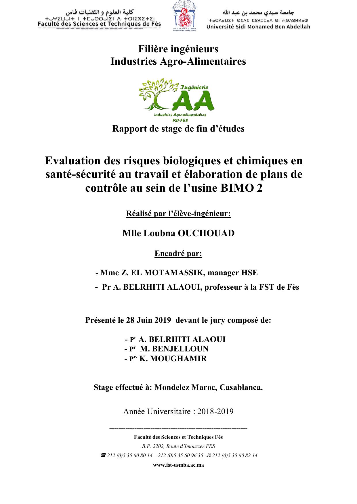 Evaluation des risques biologiques et chimiques en santé-sécurité au travail et élaboration de plans de contrôle au sein de l’usine BIMO 2